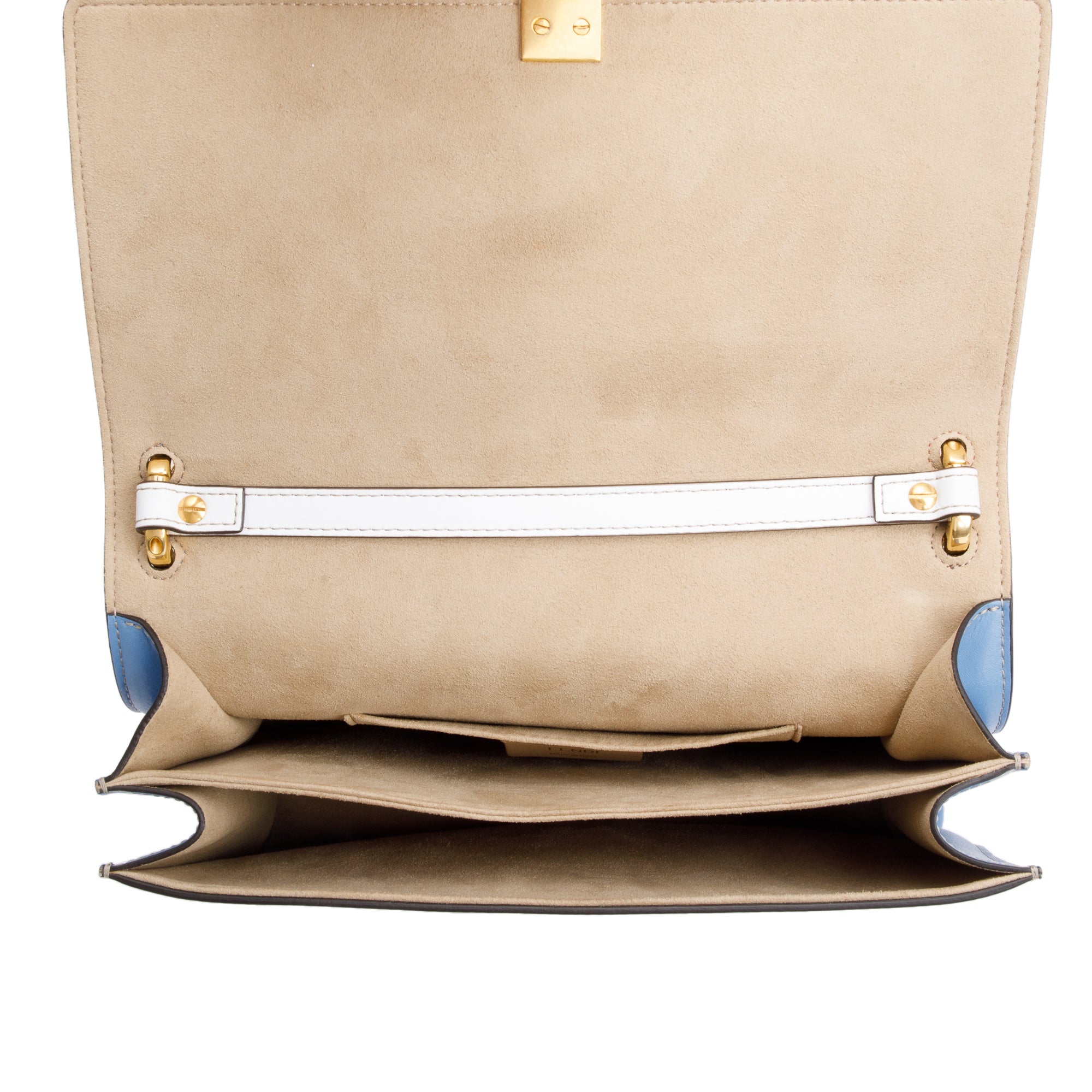 Fendi x Fila White Multicolor Calfskin Leather Logo Mania Kan I Shoulder Bag w/ Strap