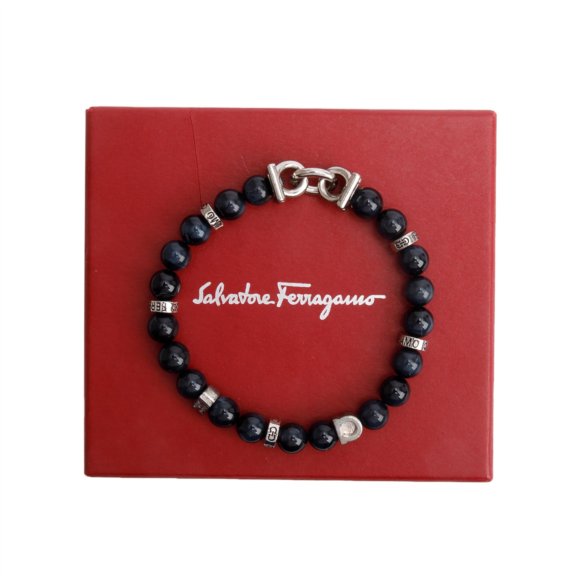 Ferragamo Beaded Stone Stretch Bracelet w/ Box