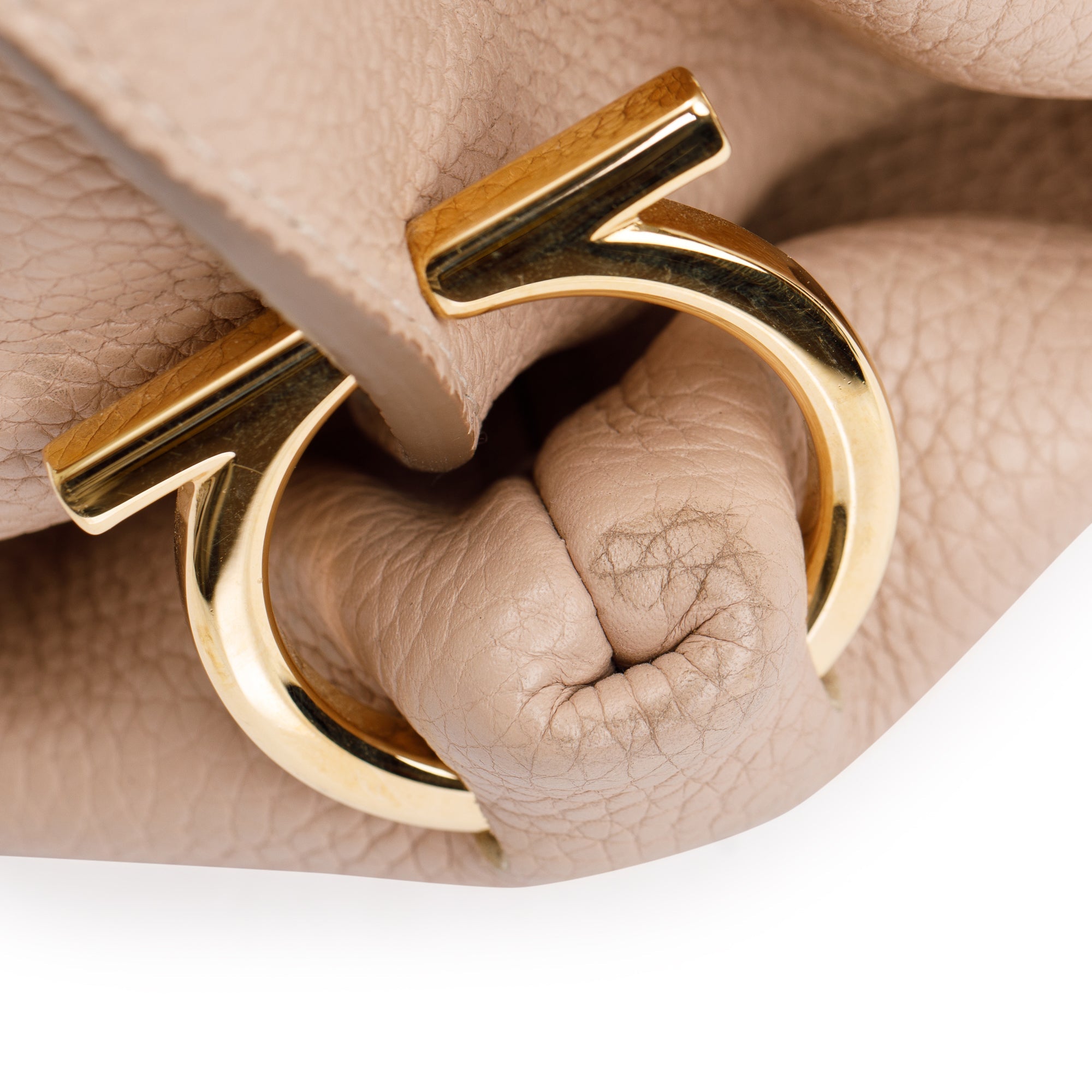 Ferragamo Beige Calfskin Leather Medium Sofia Satchel