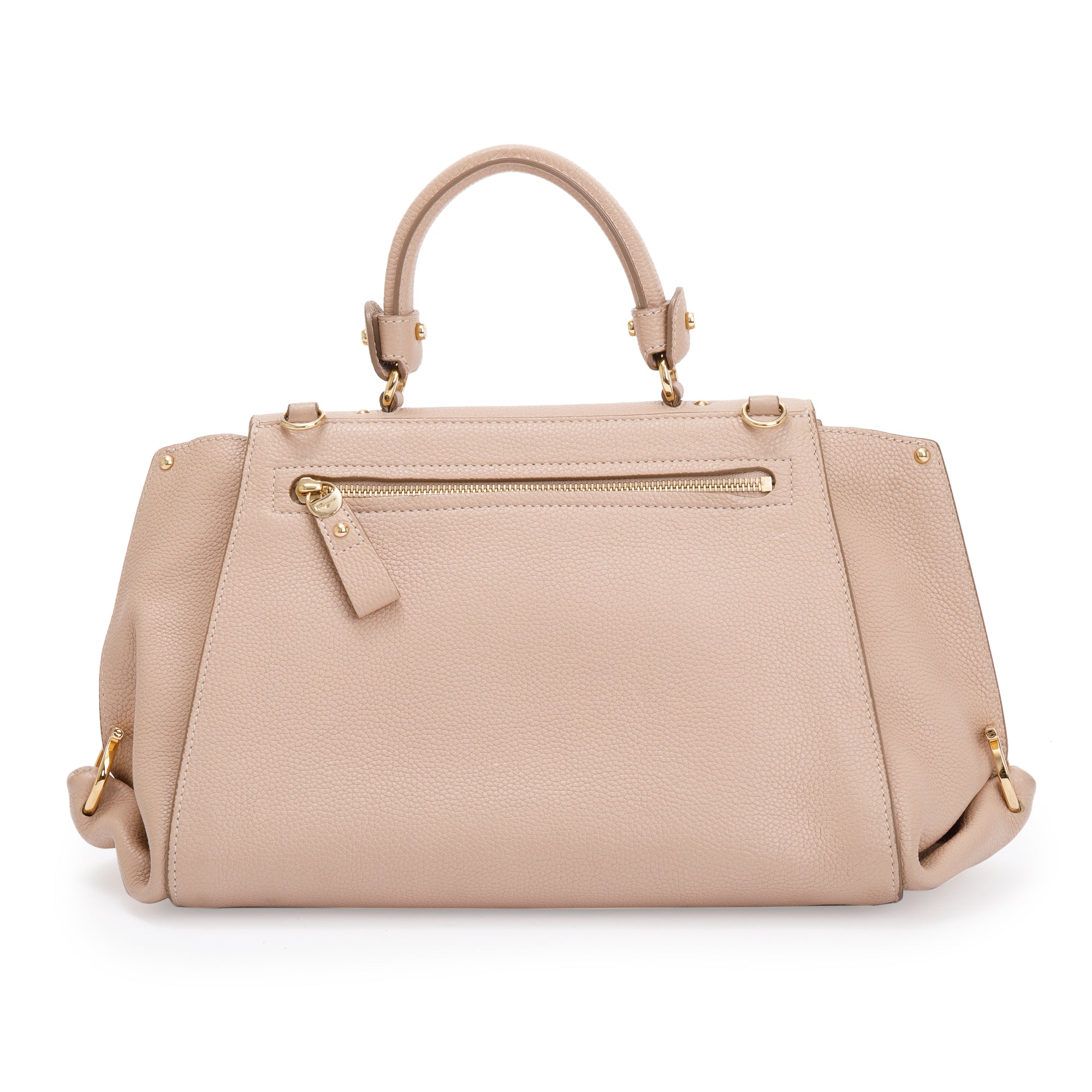 Ferragamo Beige Calfskin Leather Medium Sofia Satchel