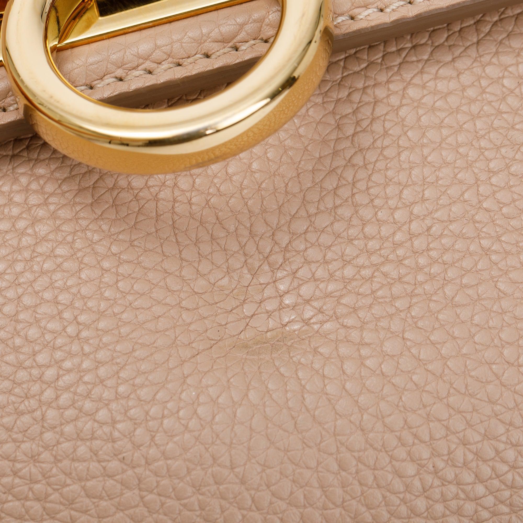 Ferragamo Beige Calfskin Leather Medium Sofia Satchel