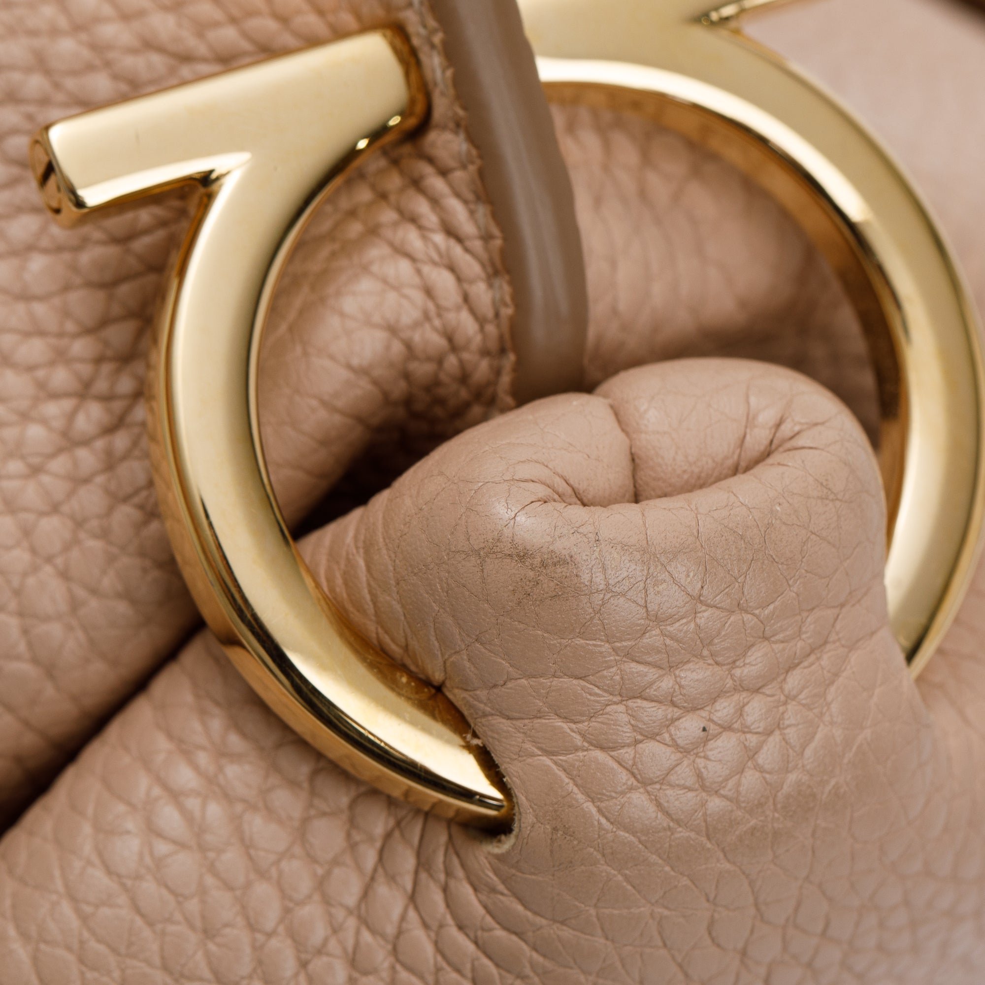 Ferragamo Beige Calfskin Leather Medium Sofia Satchel