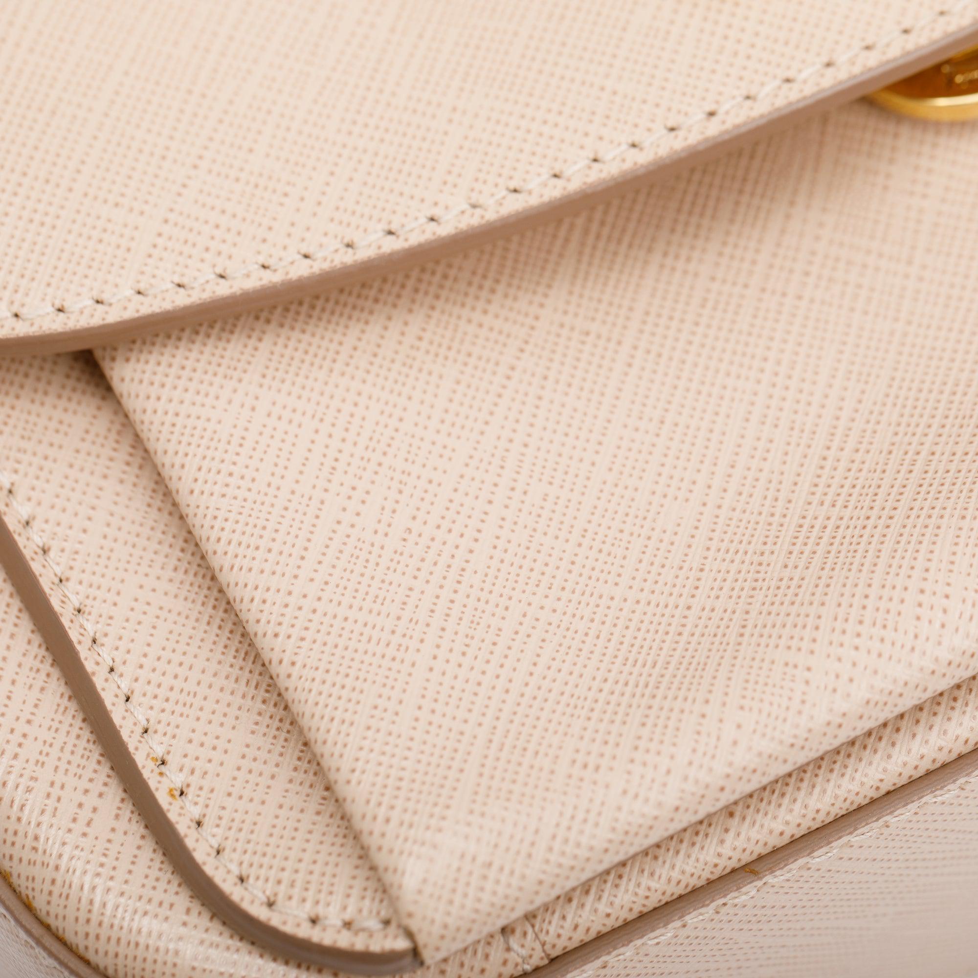 Ferragamo Beige Saffiano Leather Sandrine Shoulder Bag