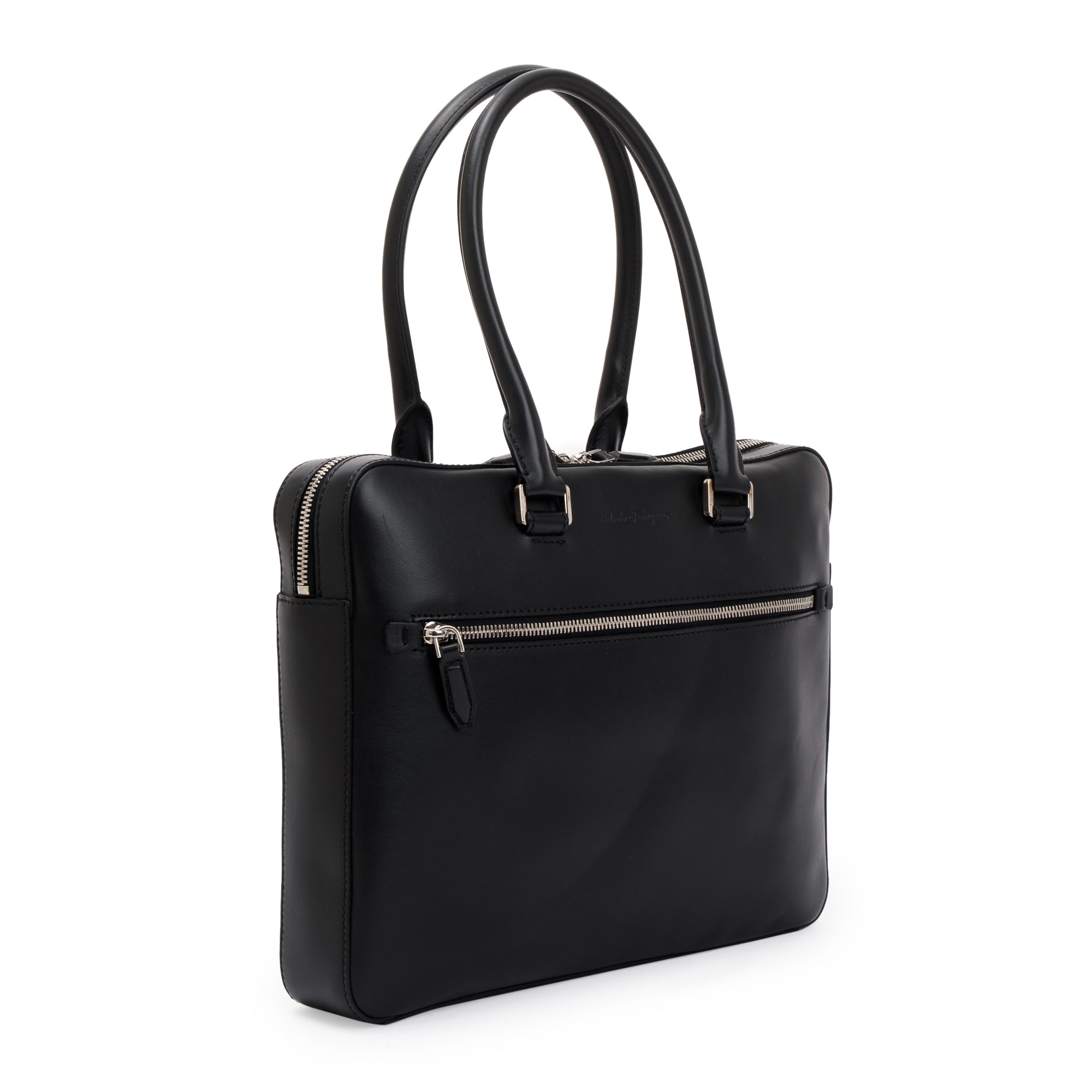 Ferragamo Black Calfskin Leather Computer Briefcase