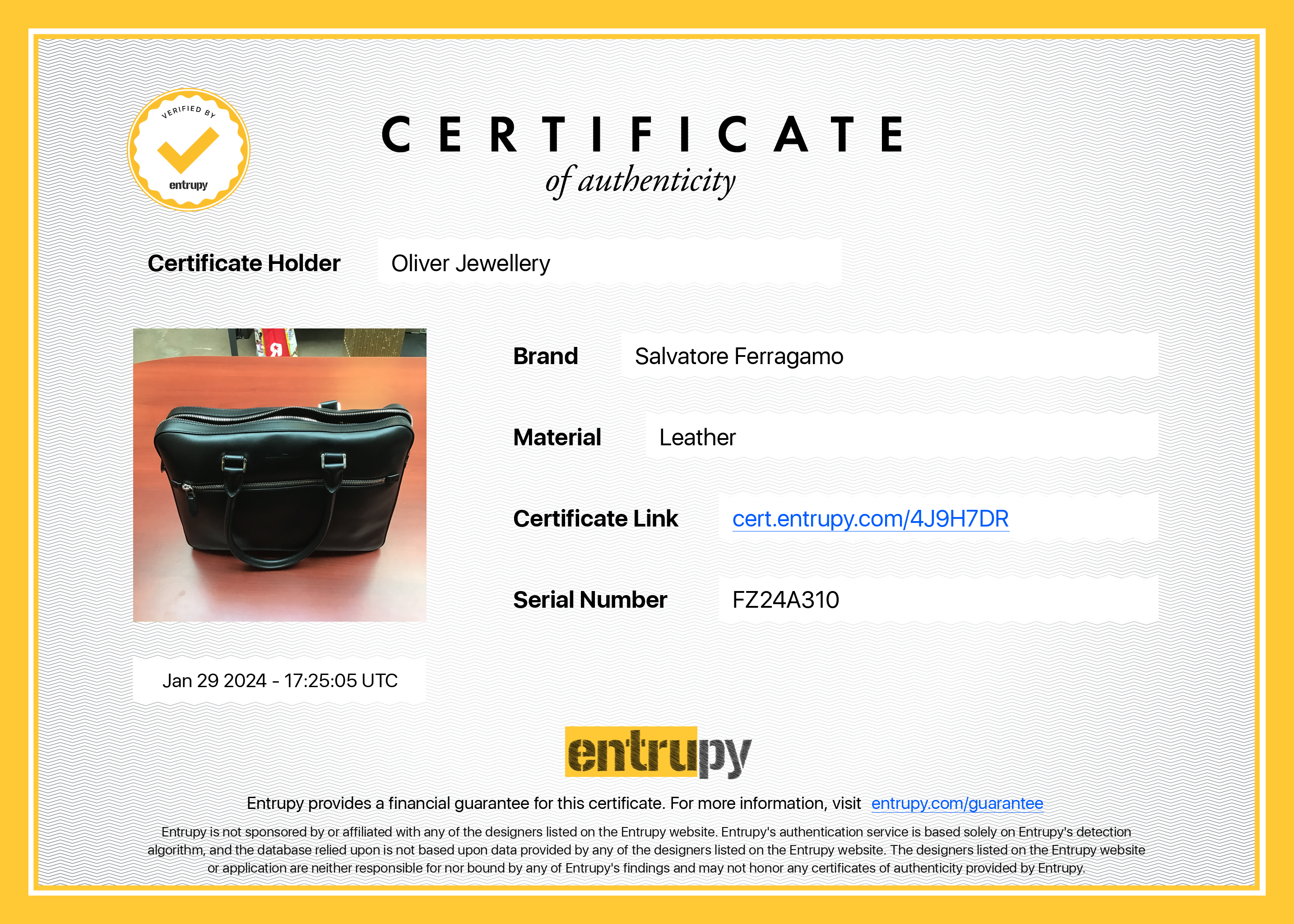 Ferragamo Black Calfskin Leather Computer Briefcase