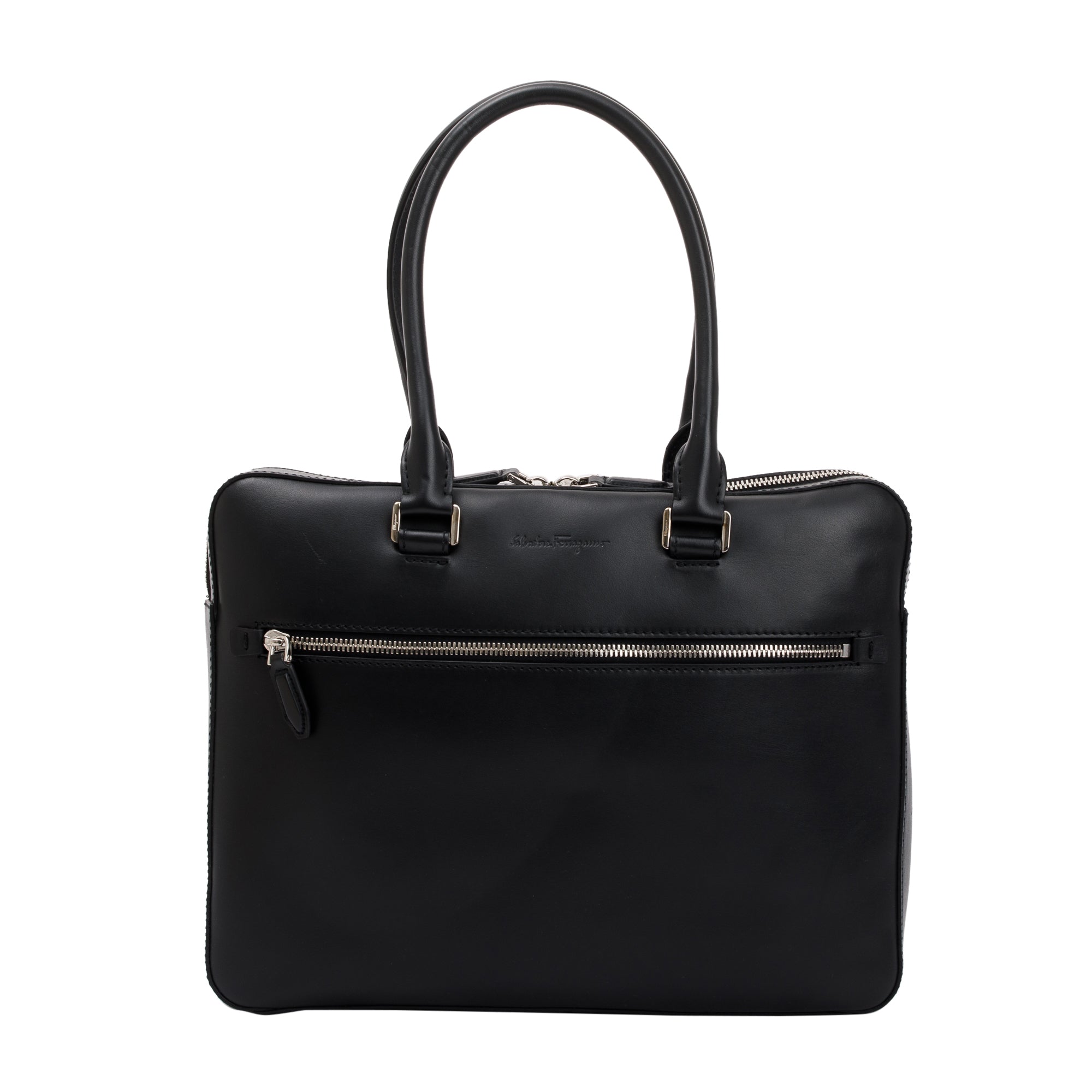 Ferragamo Black Calfskin Leather Computer Briefcase
