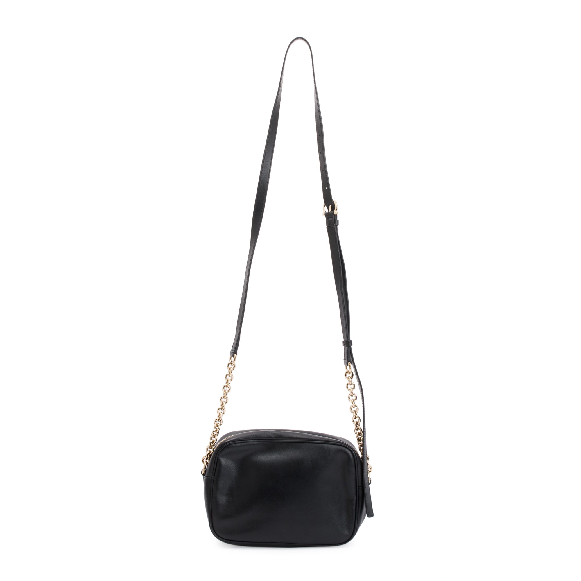 Ferragamo Black Calfskin Leather Gancio Vela Camera Crossbody Bag