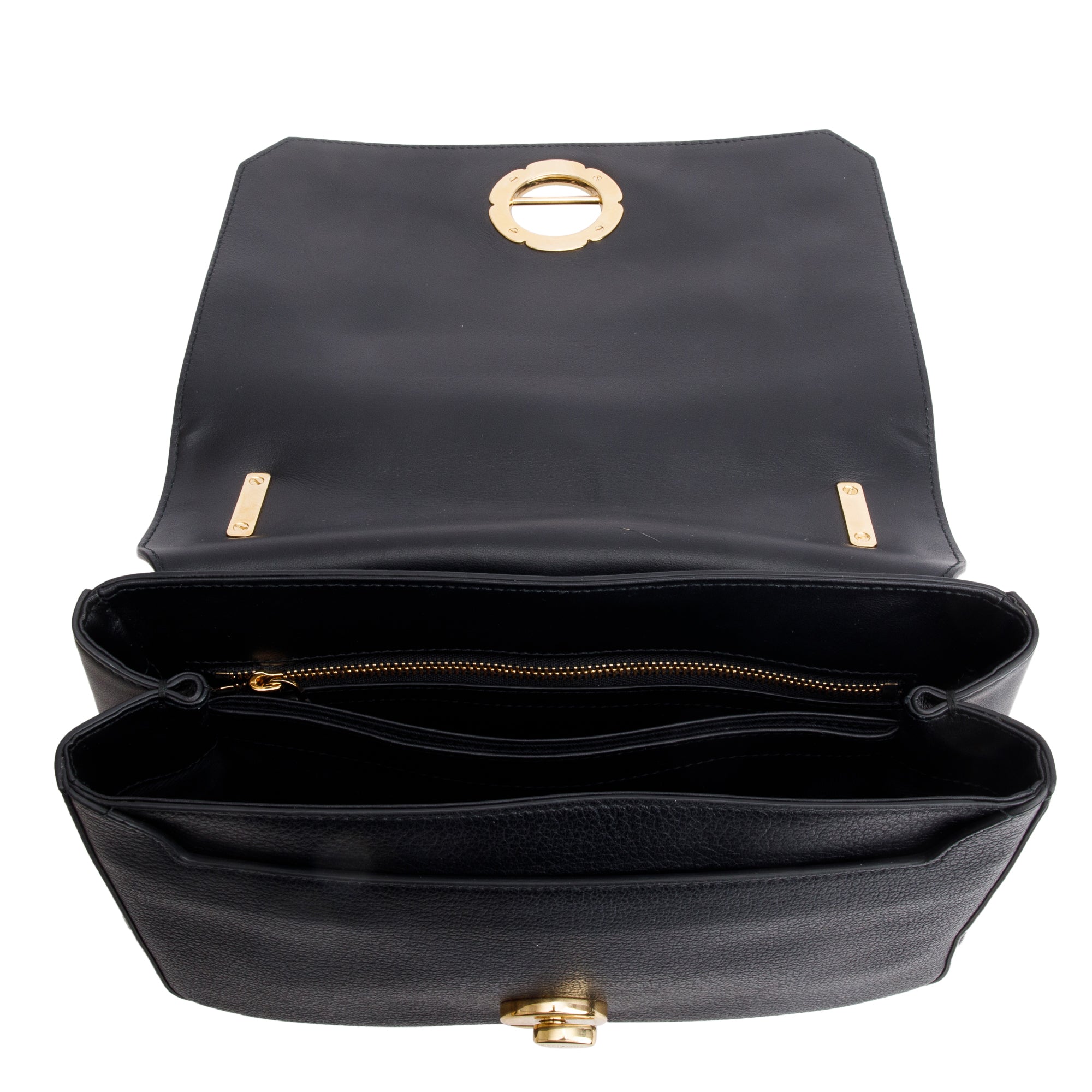 Ferragamo Black Calfskin Leather Lexi Shoulder Bag w/ Strap
