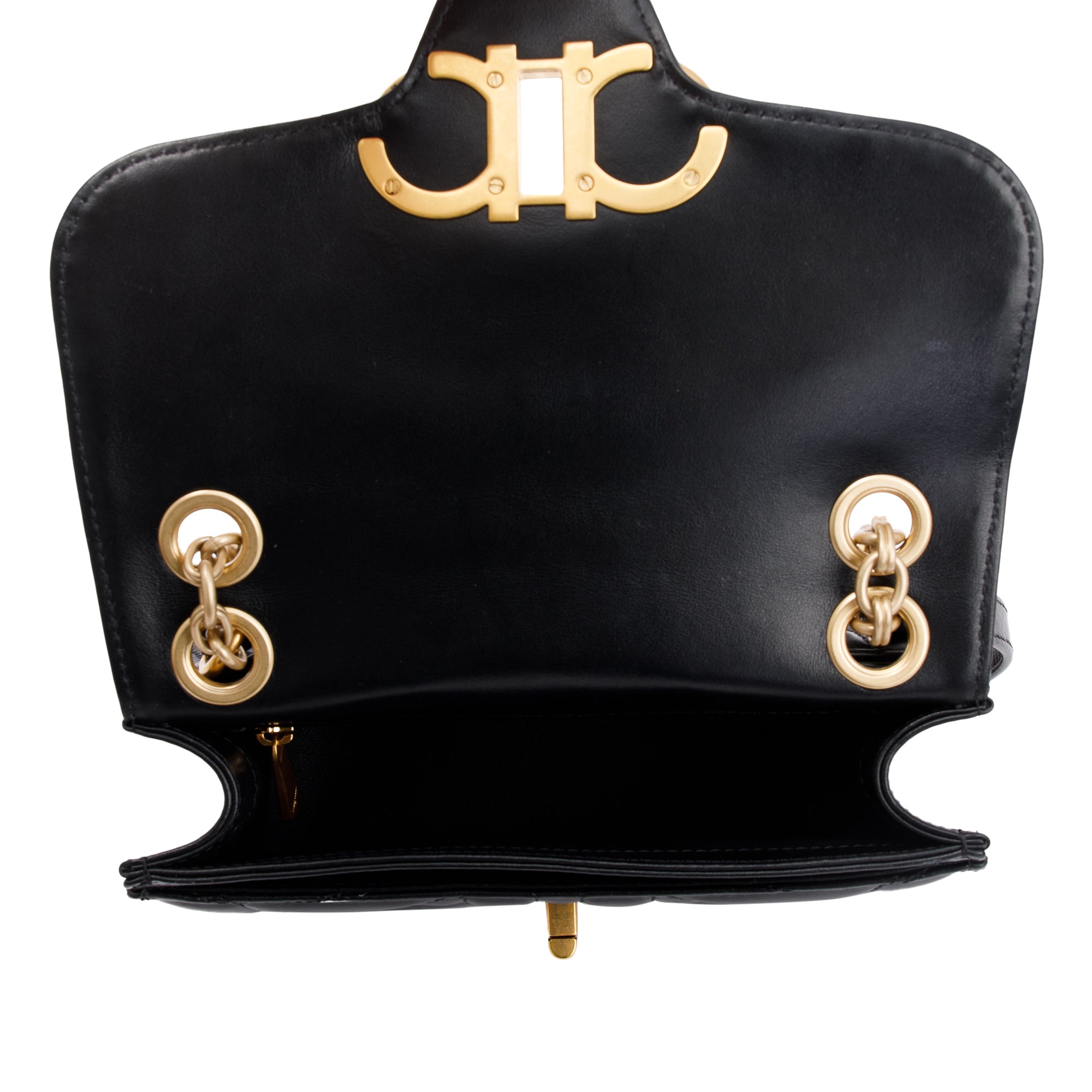 Ferragamo Black Ganicini Quilted Calfskin Leather Shoulder Bag w/ Box