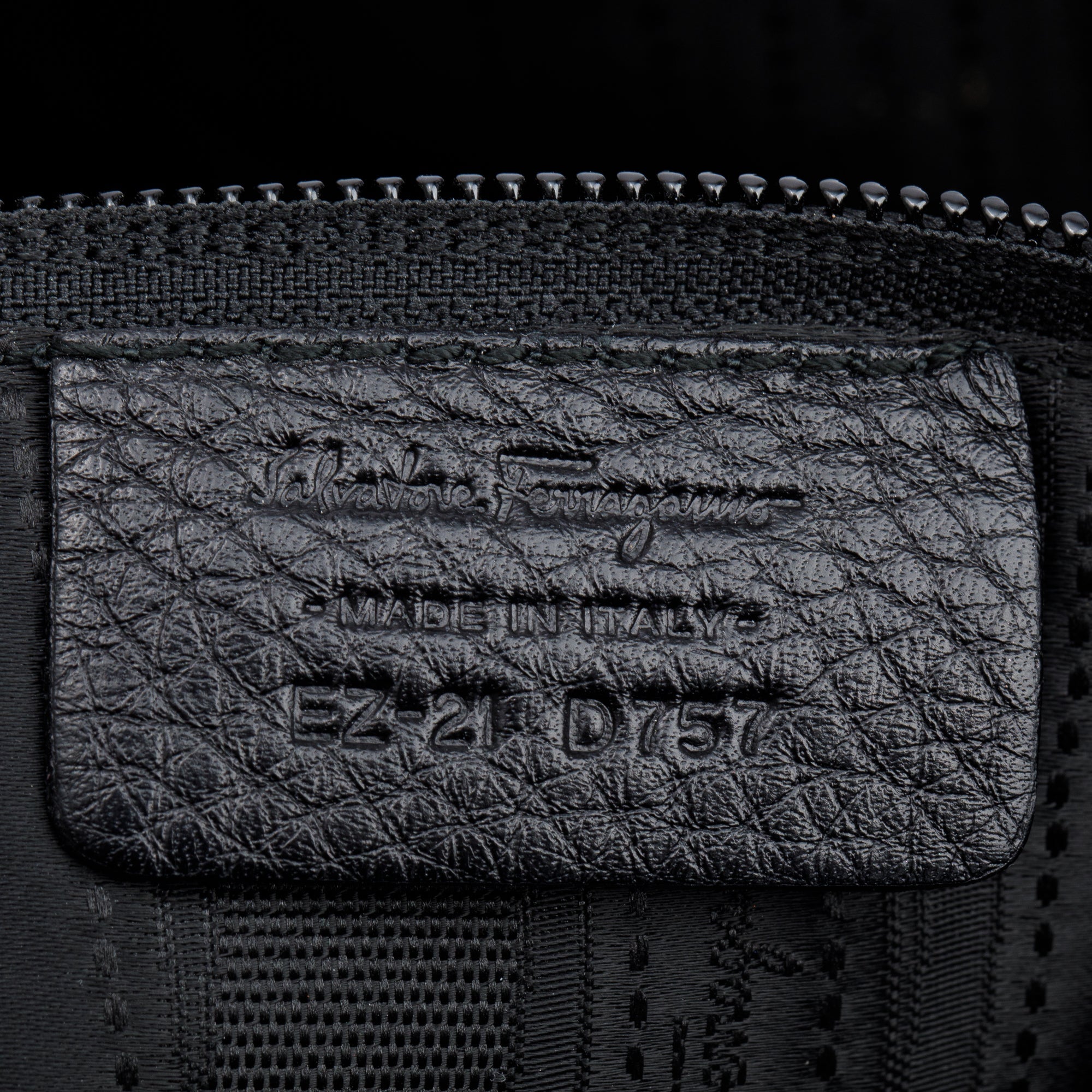 Ferragamo Black Grained Calfskin Leather Gancini Hobo Bag