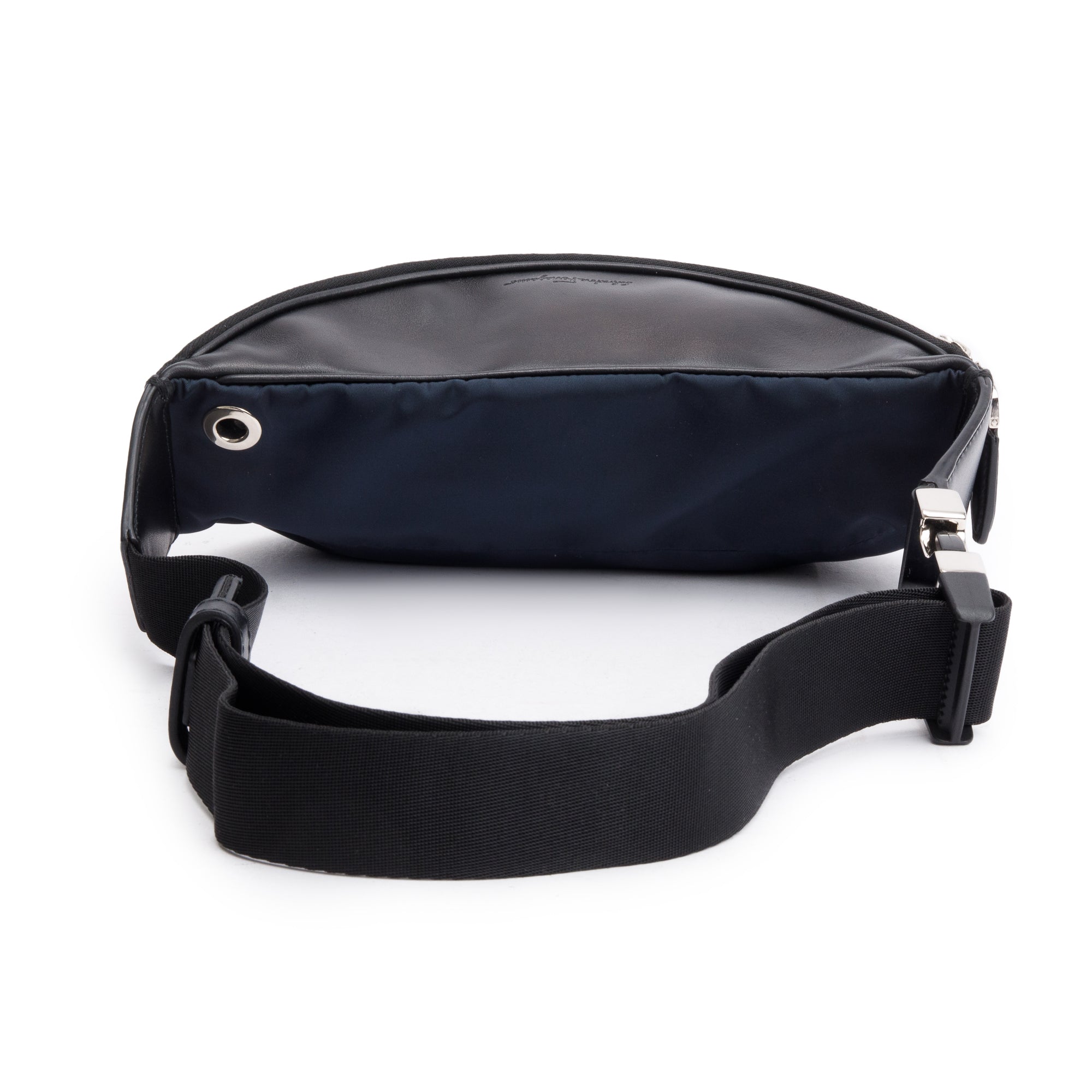 Ferragamo Black Nylon Leather Trim Waist Bag