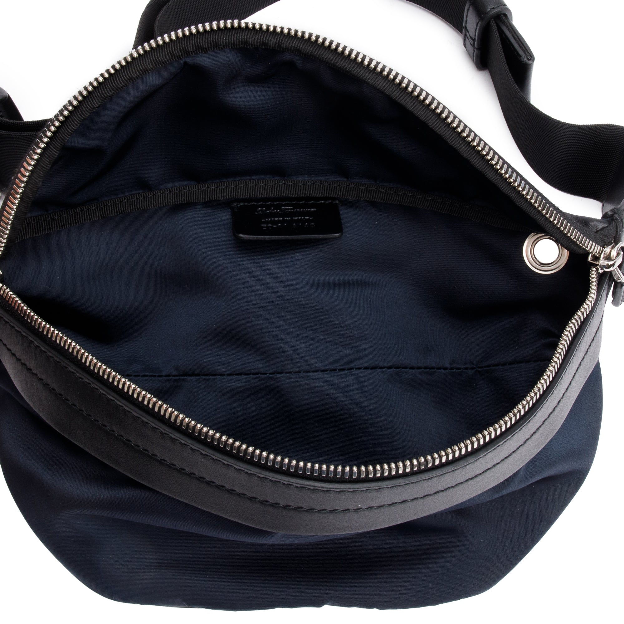 Ferragamo Black Nylon Leather Trim Waist Bag