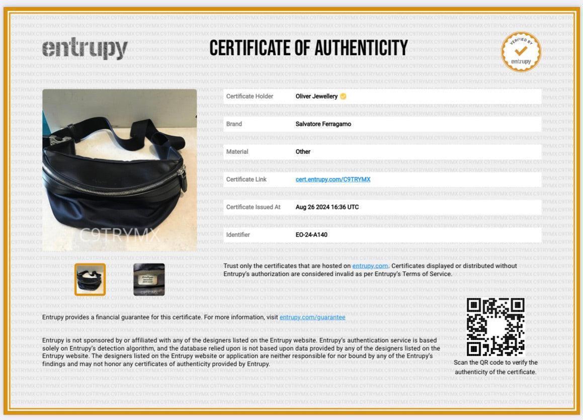 Ferragamo Black Nylon Leather Trim Waist Bag