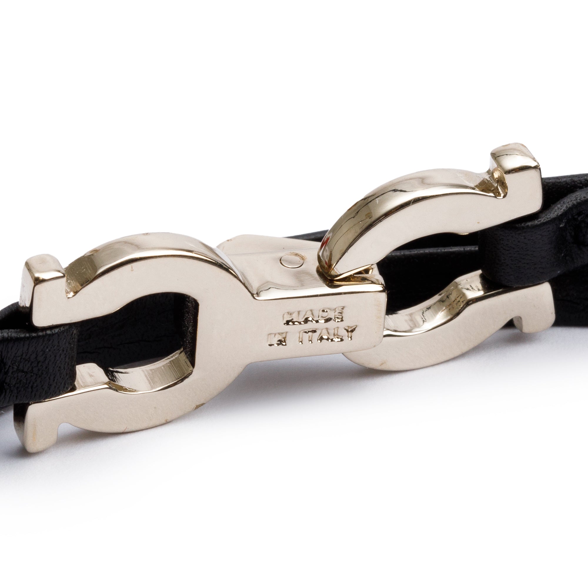 Ferragamo Gold-Plated Gancini Black Leather Quadruple Wrap Bracelet w/ Box