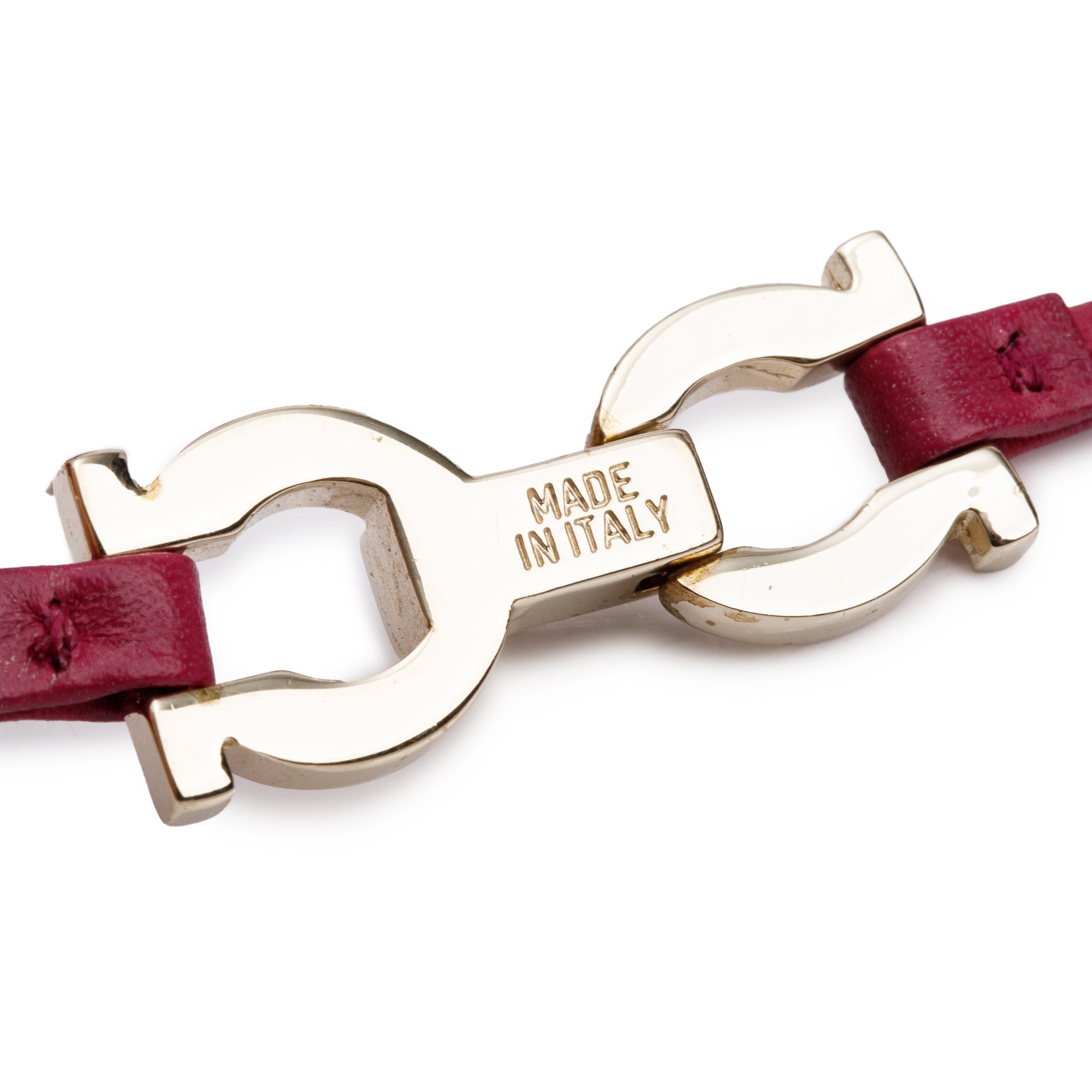 Ferragamo Gold-Plated Gancini Pink Leather Double Wrap Bracelet w/ Box