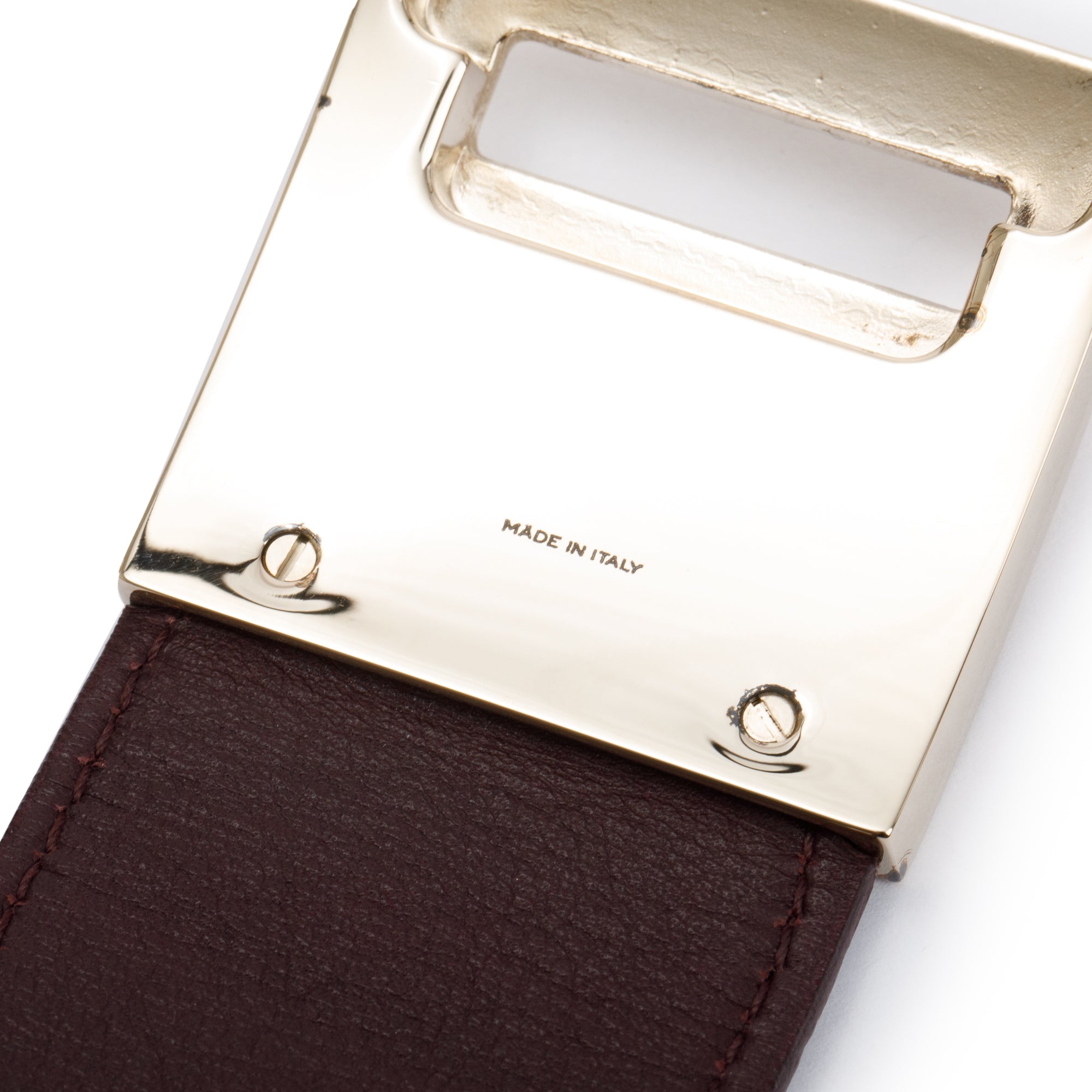 Ferragamo Gold-Plated Gancini Wide Burgundy Leather Bracelet