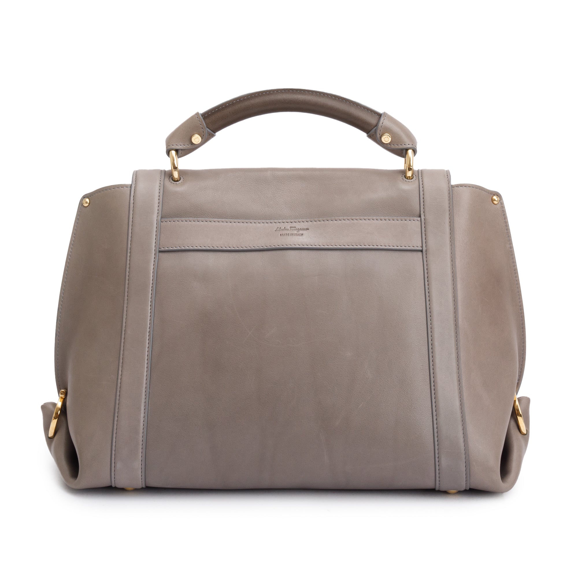 Ferragamo Grey Calfskin Leather Medium Sofia Rainbow Satchel w/ Strap
