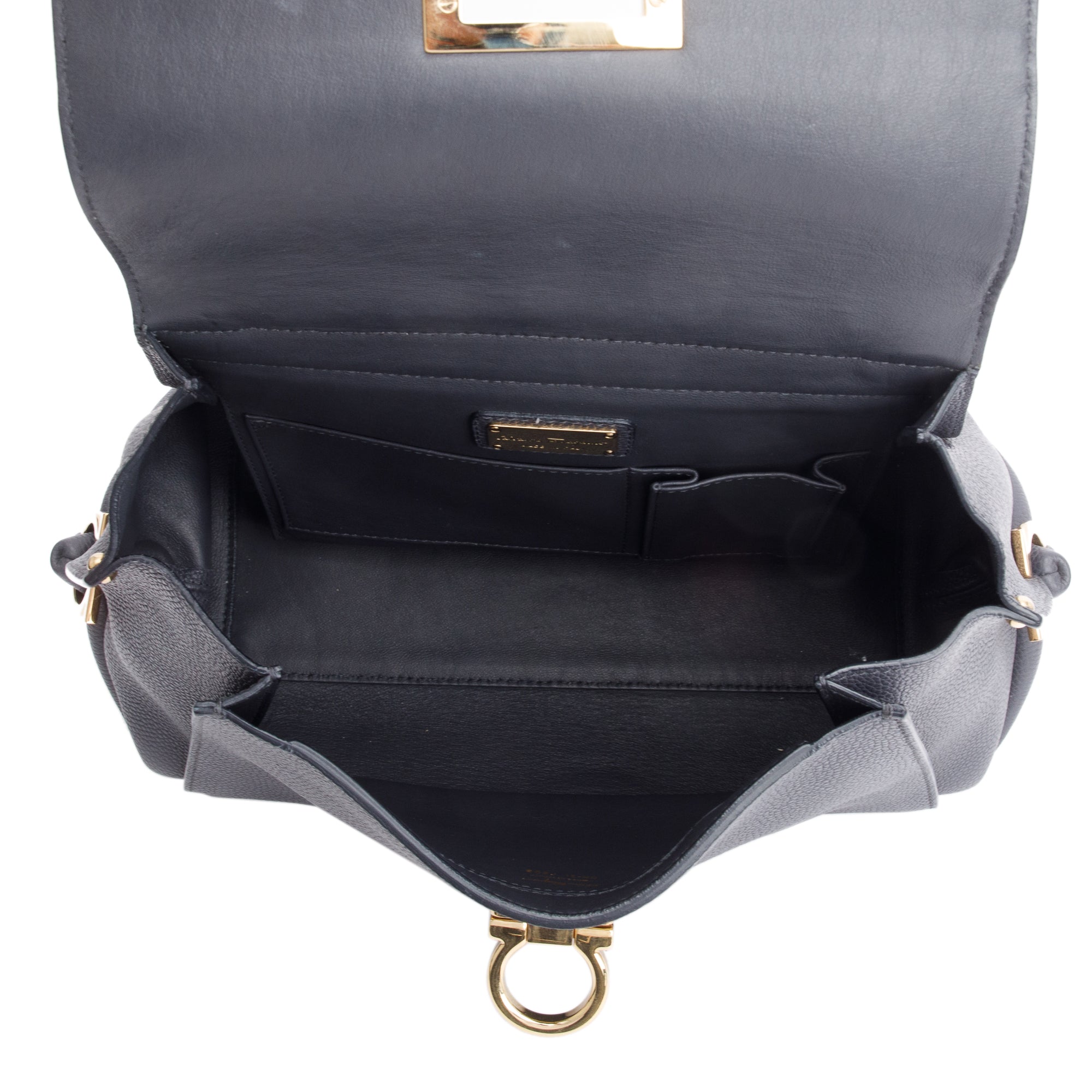 Ferragamo Grey Calfskin Leather Medium Sofia Satchel w/ Strap
