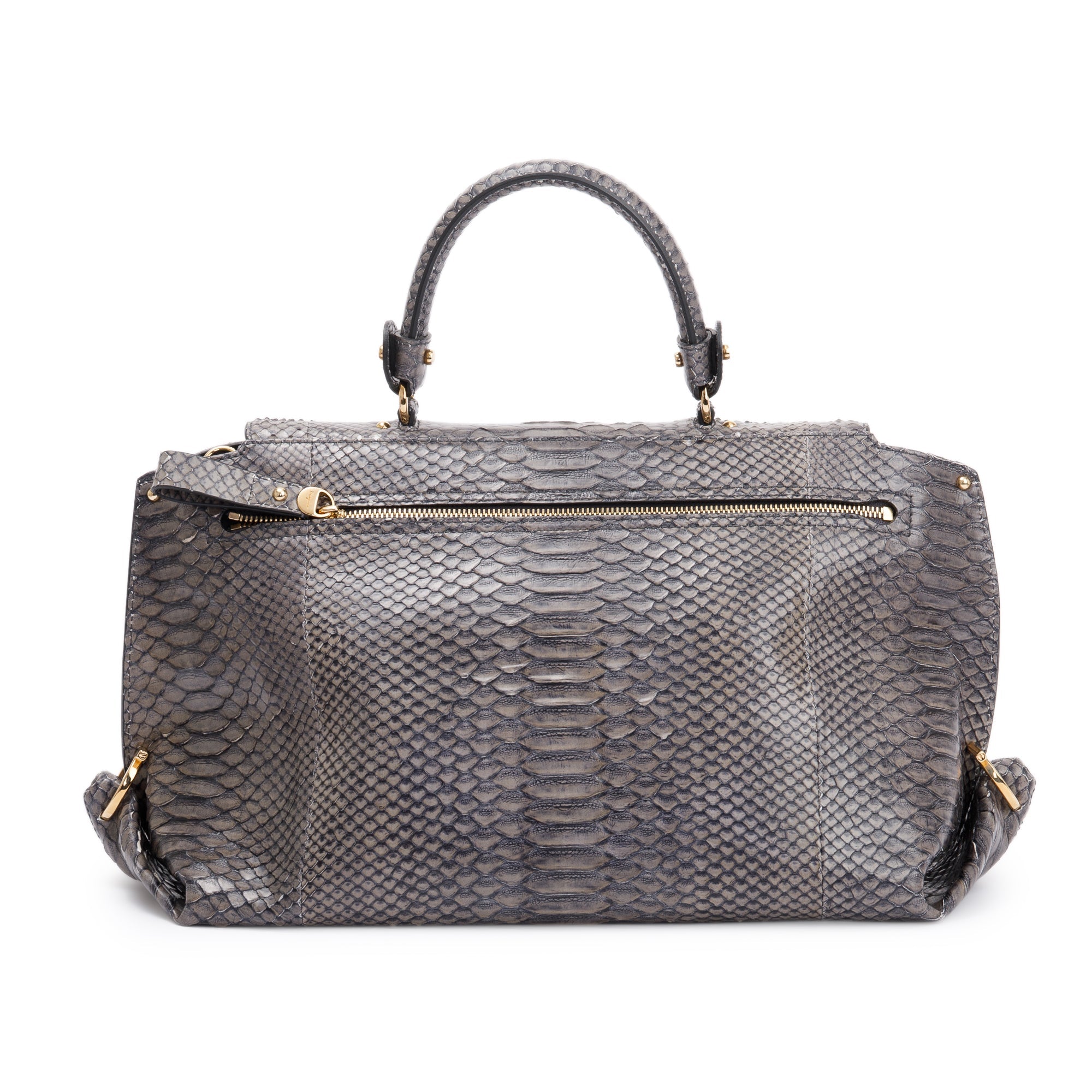 Ferragamo Grey Python Large Sofia Satchel w/ Strap