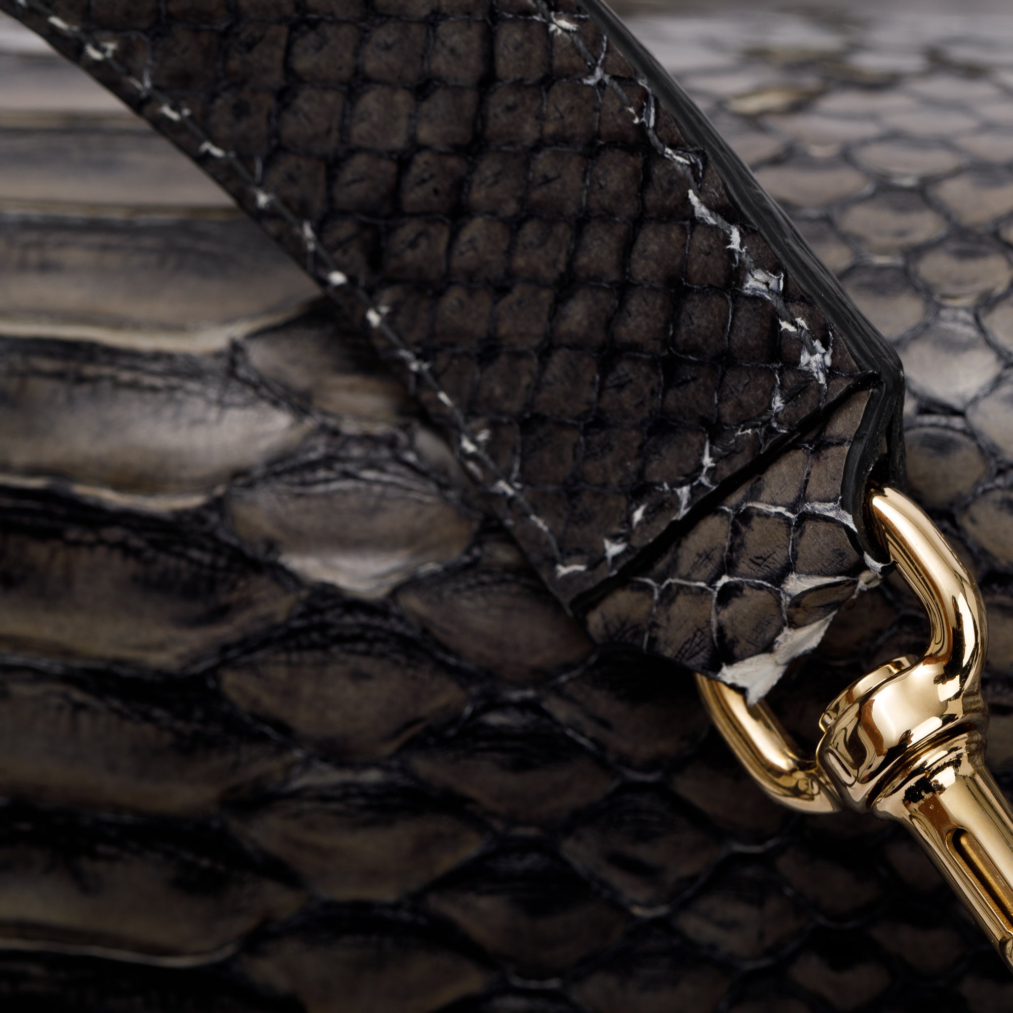 Ferragamo Grey Python Large Sofia Satchel w/ Strap