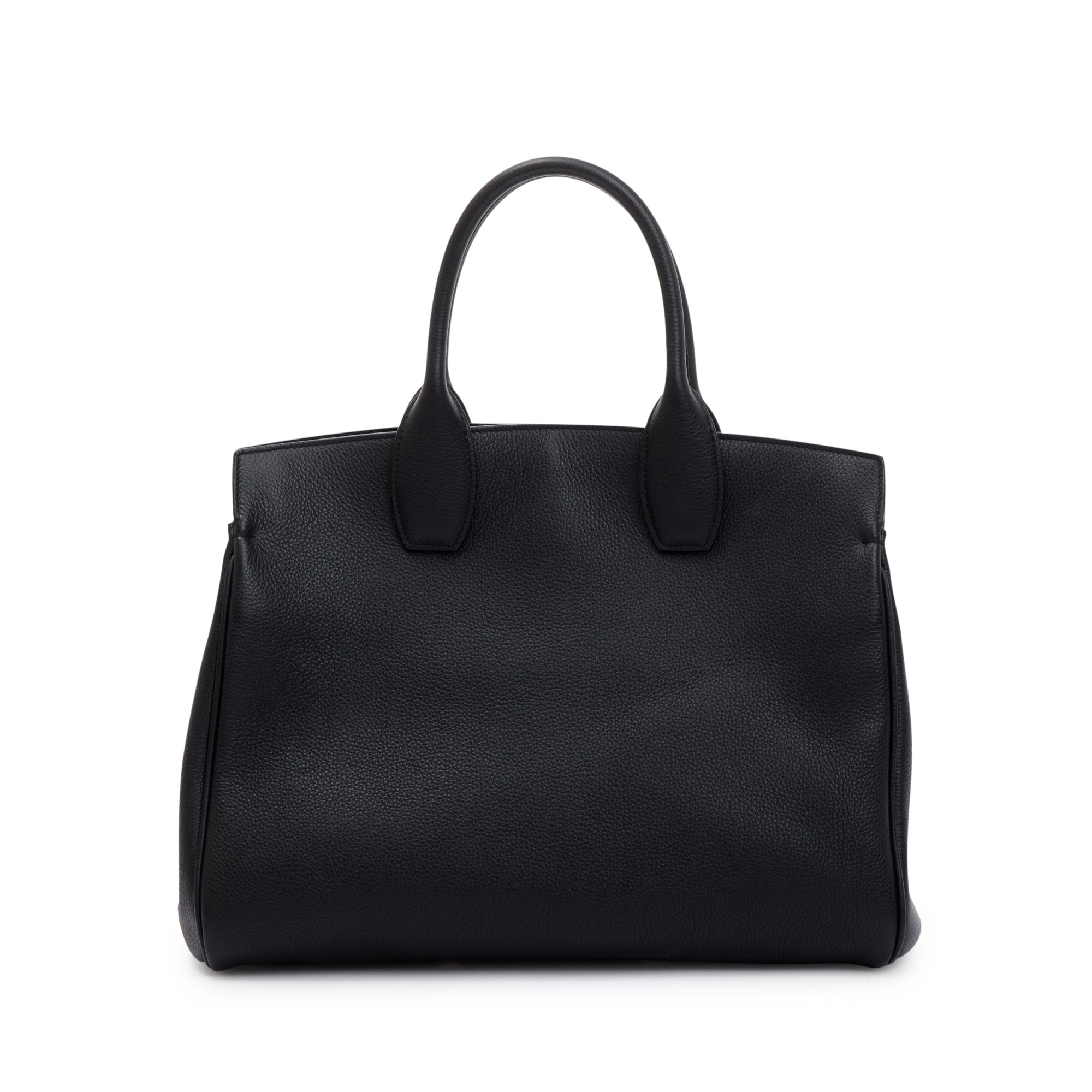 Ferragamo Medium Black Grained Calfskin Studio Soft Bag w/ Pouch