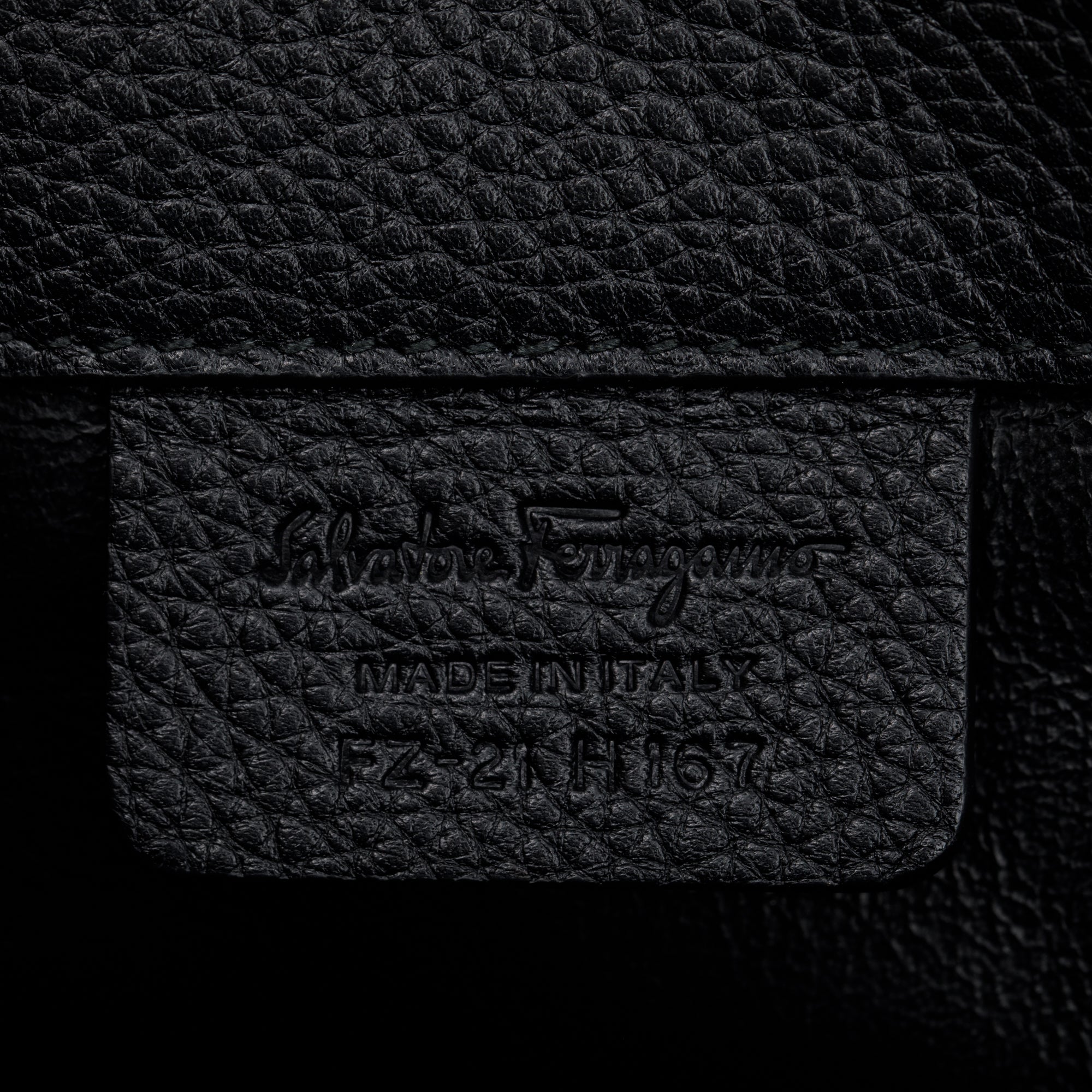 Ferragamo Medium Black Grained Calfskin Studio Soft Bag w/ Pouch