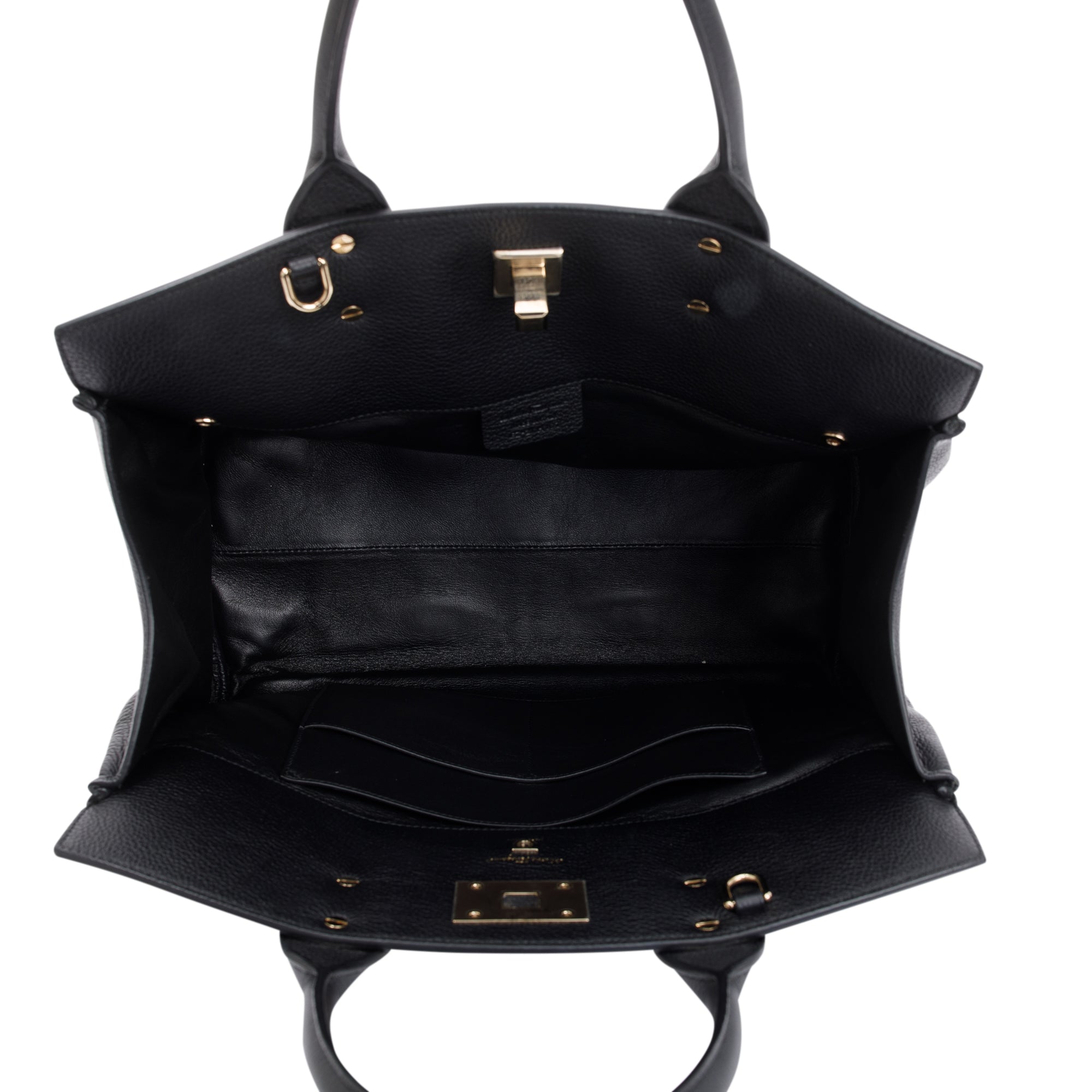 Ferragamo Medium Black Grained Calfskin Studio Soft Bag w/ Pouch