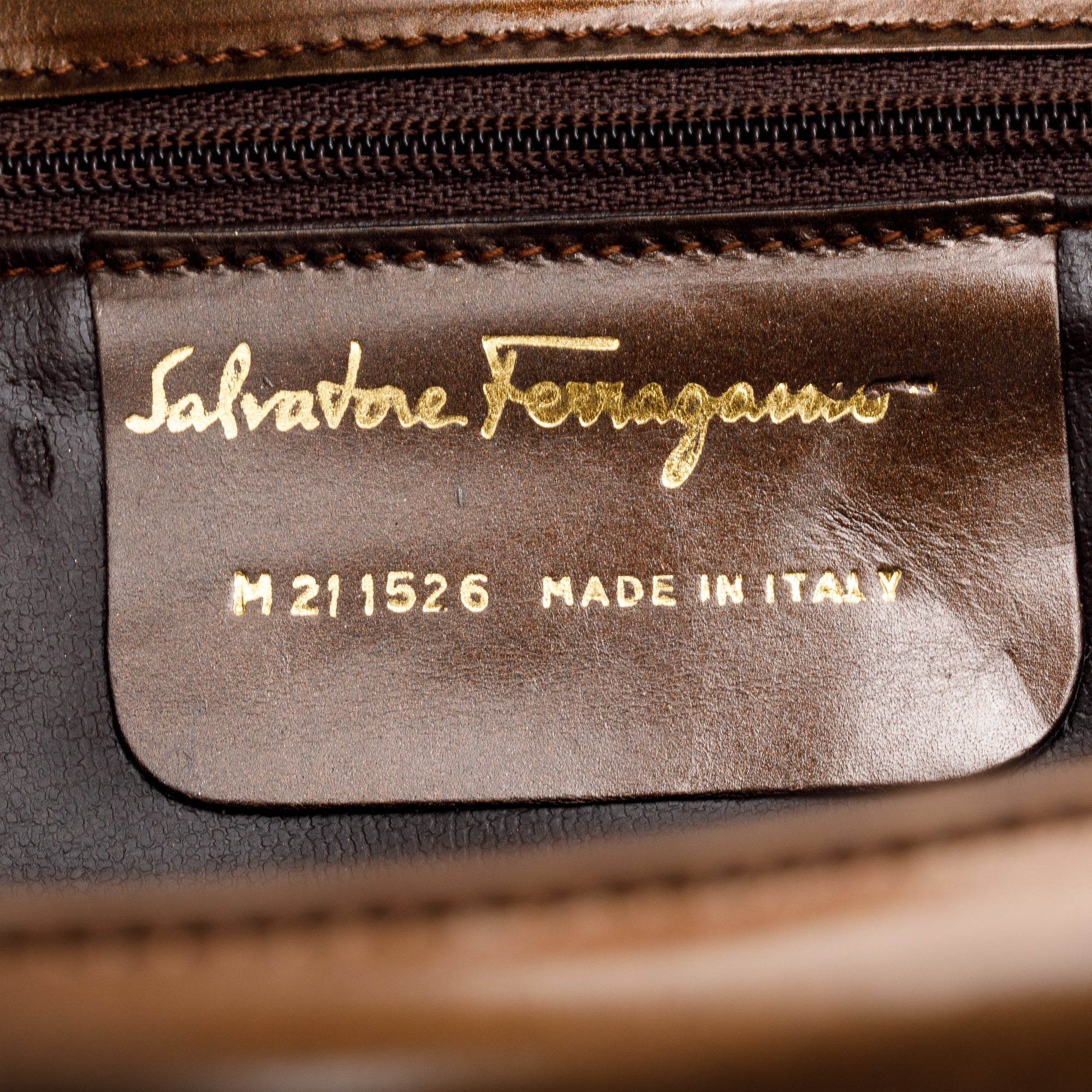 Ferragamo Metallic Brown Smooth Calfskin Leather Crossbody Bag