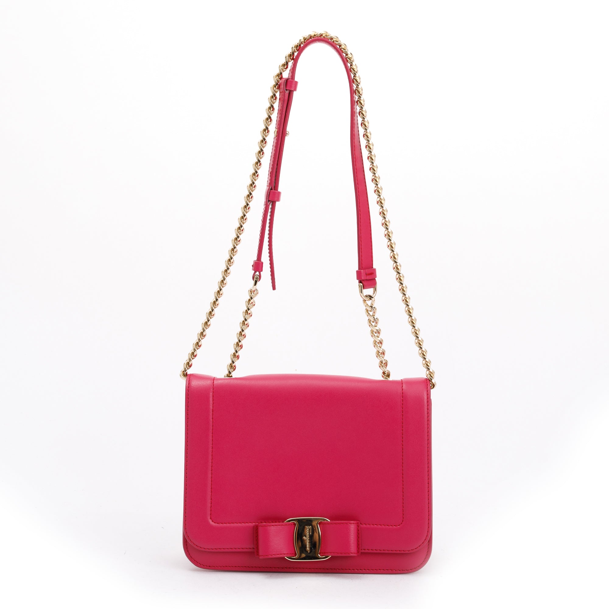 Ferragamo Pink Calfskin Leather Mini Vara Rainbow Crossbody Bag