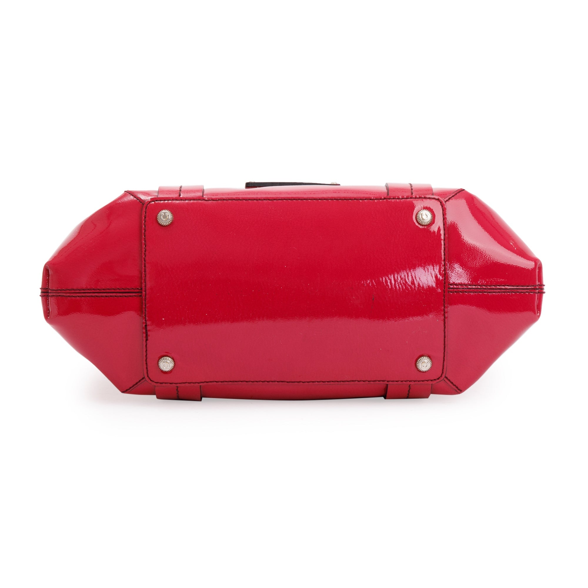 Ferragamo Pink Patent Leather Gancini Studded Tote