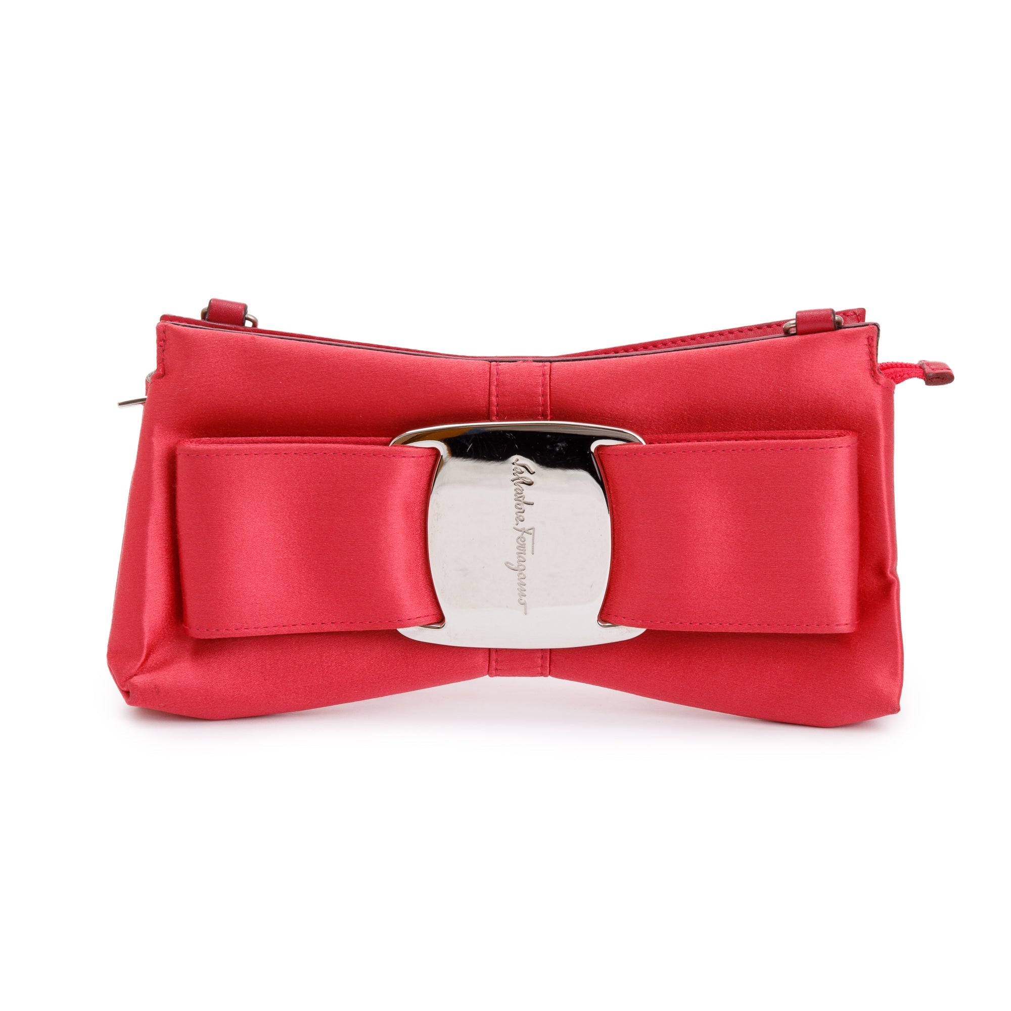Ferragamo Pink Satin Bow Accent Crossbody