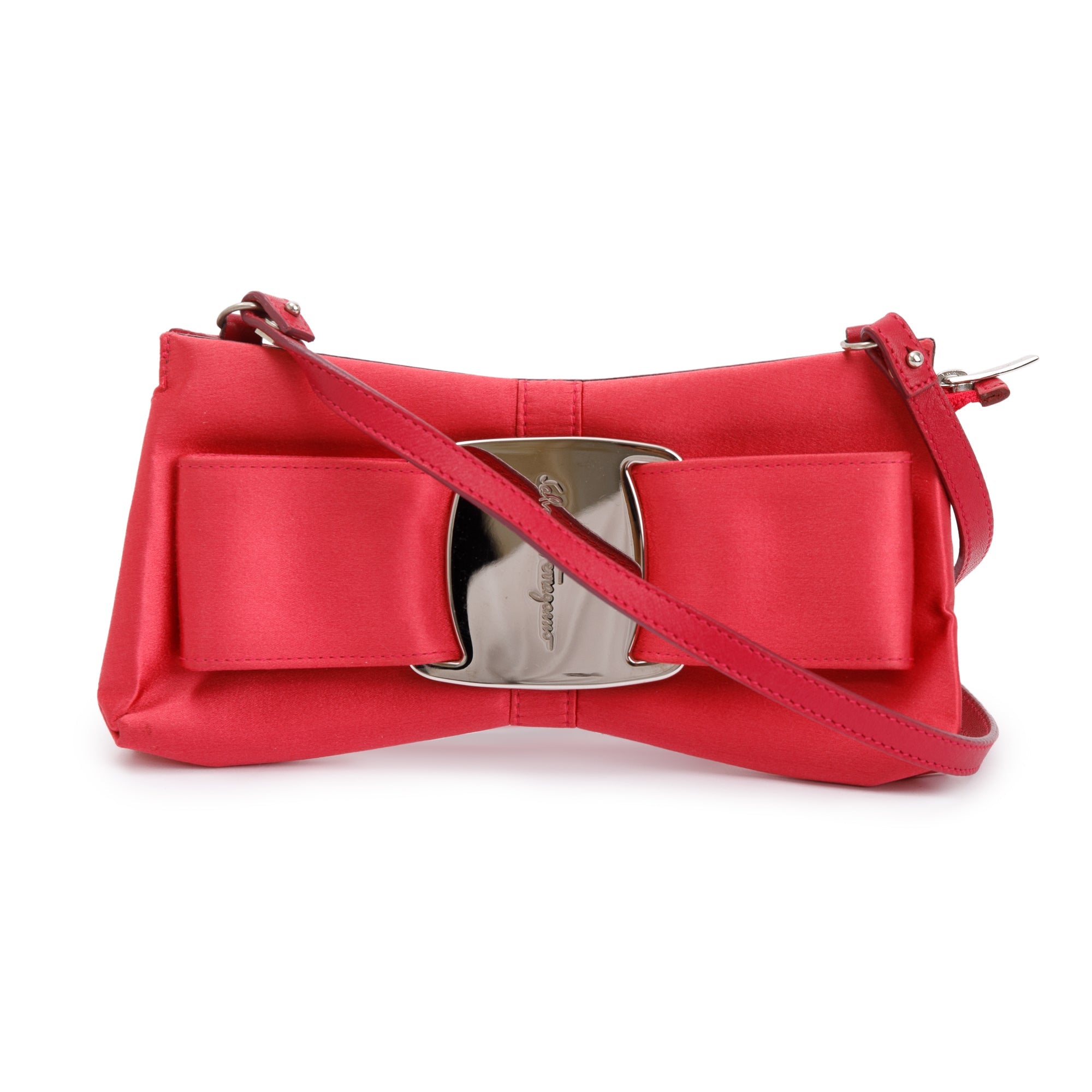 Ferragamo Pink Satin Bow Accent Crossbody