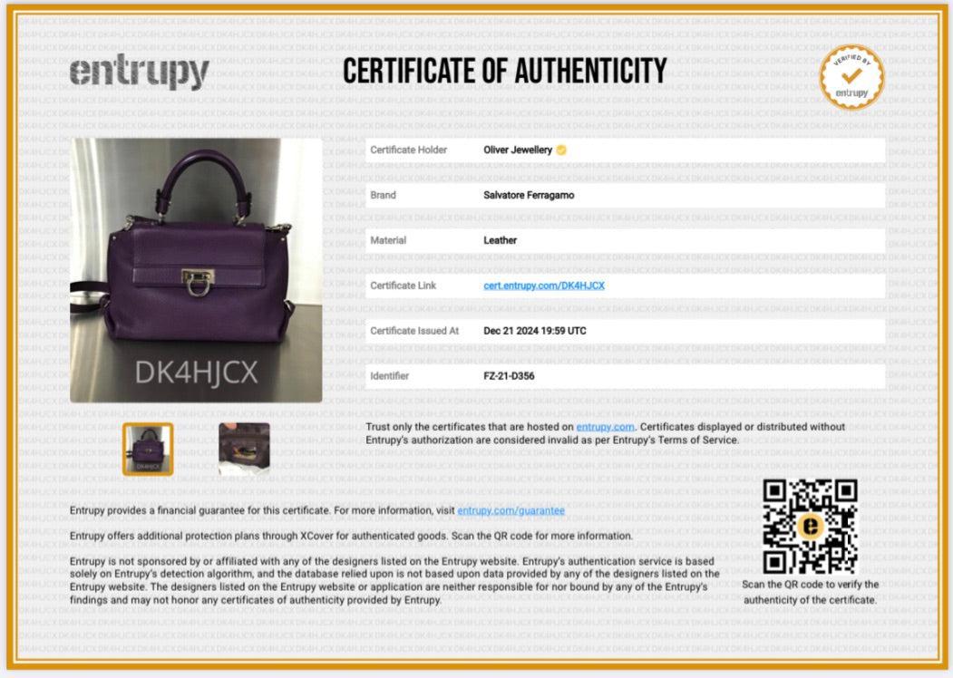 Ferragamo Purple Calfskin Leather Small Sofia Satchel w/ Strap