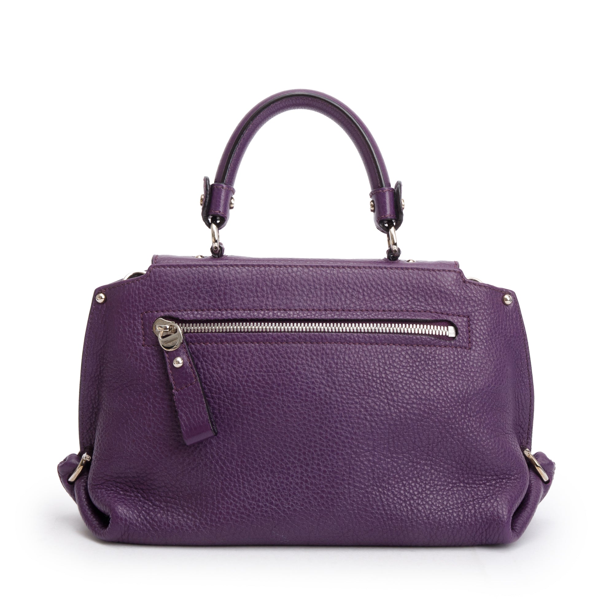 Ferragamo Purple Calfskin Leather Small Sofia Satchel w/ Strap