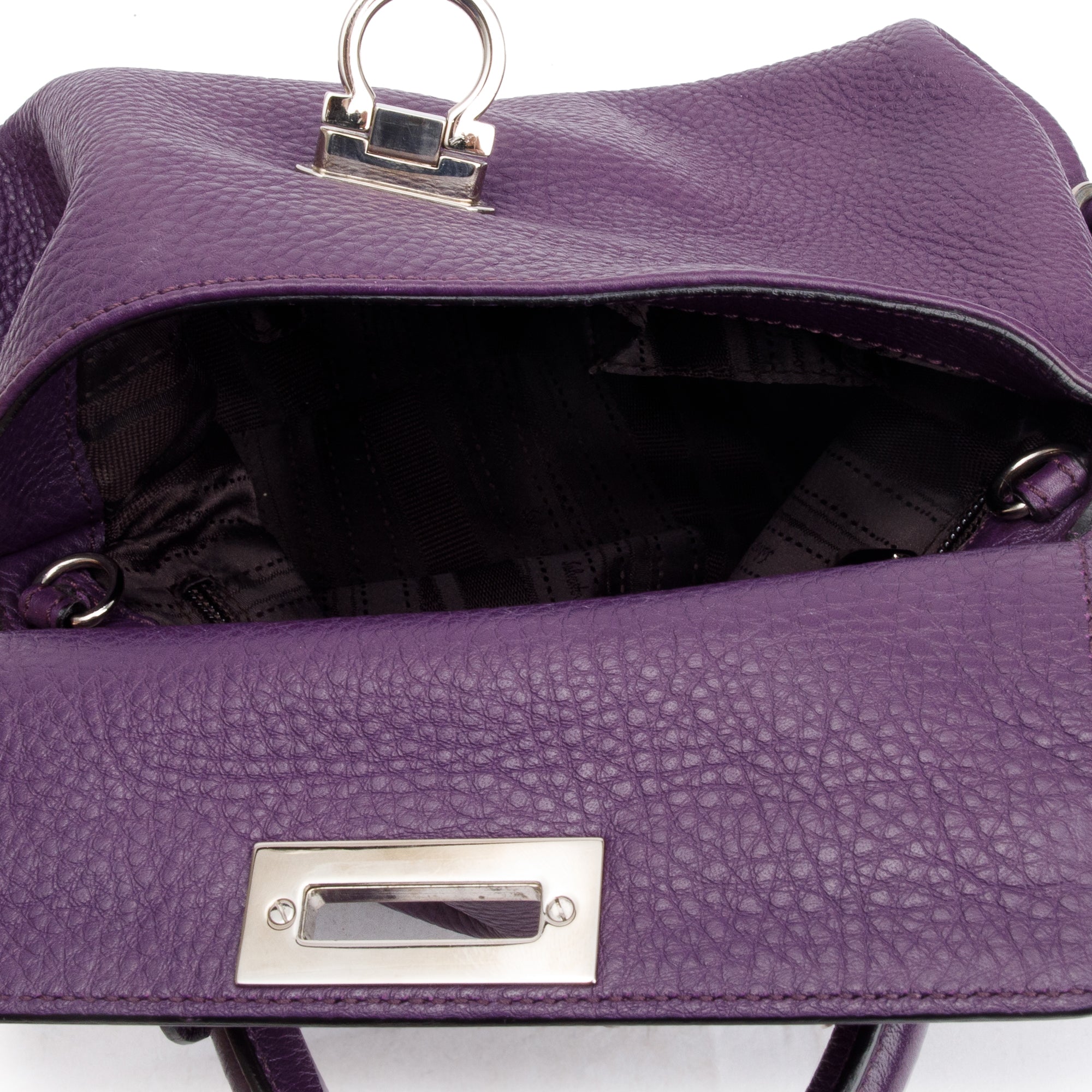 Ferragamo Purple Calfskin Leather Small Sofia Satchel w/ Strap