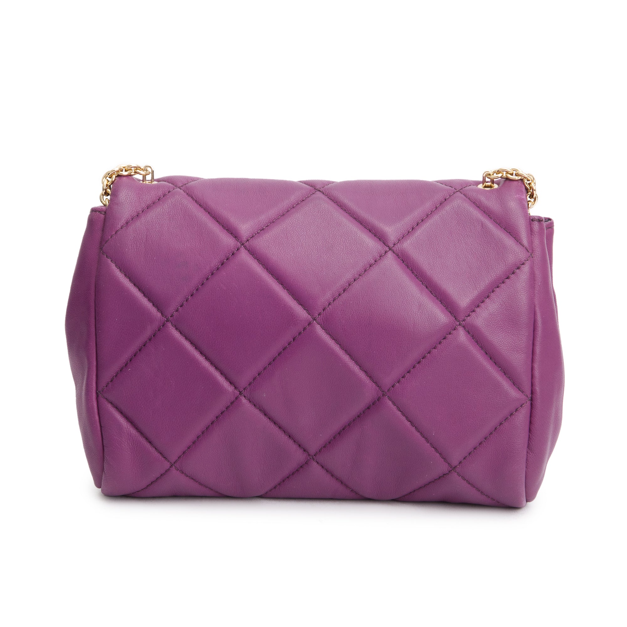 Ferragamo Purple Quilt Soft Leather Miss Vara Bow Crossbody Bag