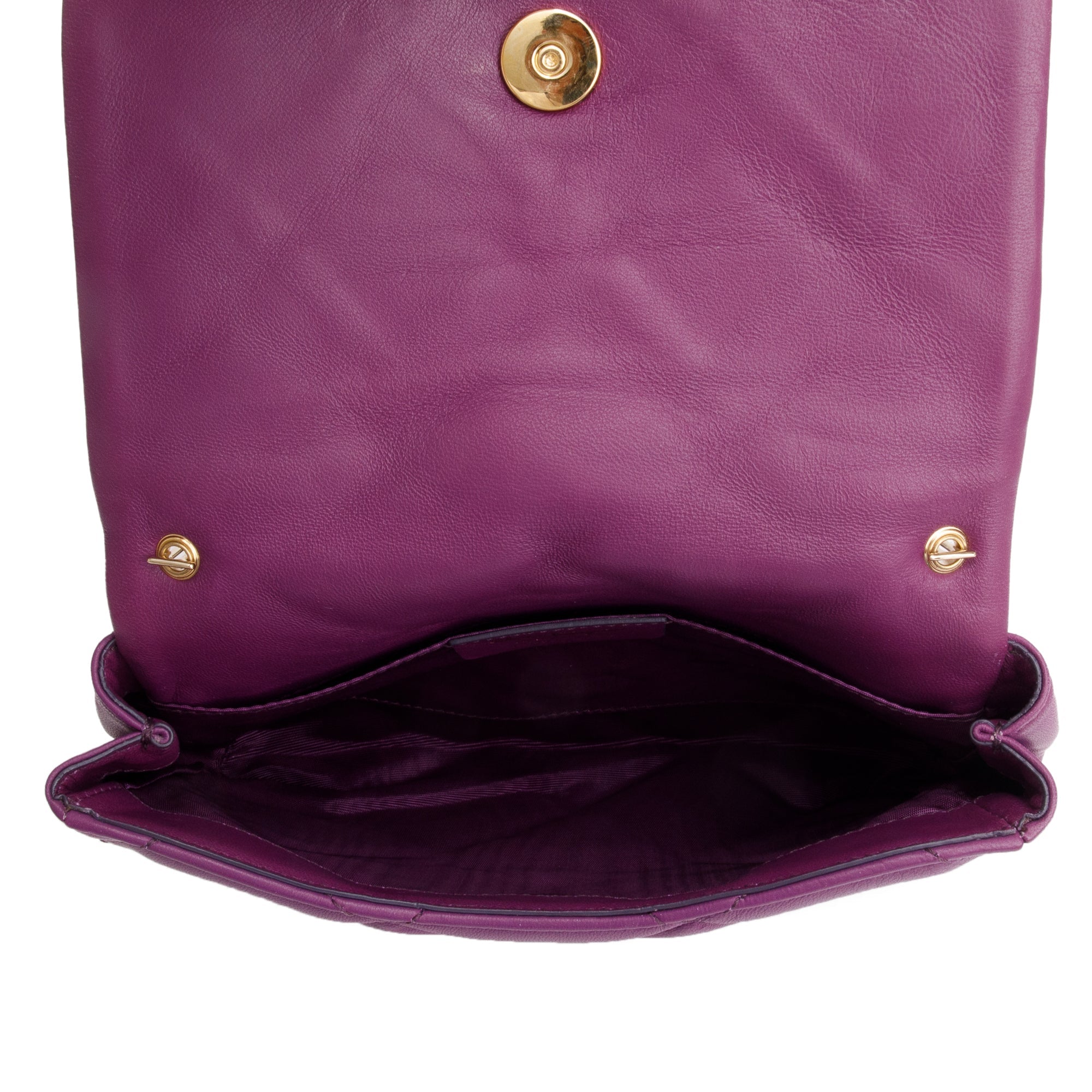 Ferragamo Purple Quilt Soft Leather Miss Vara Bow Crossbody Bag