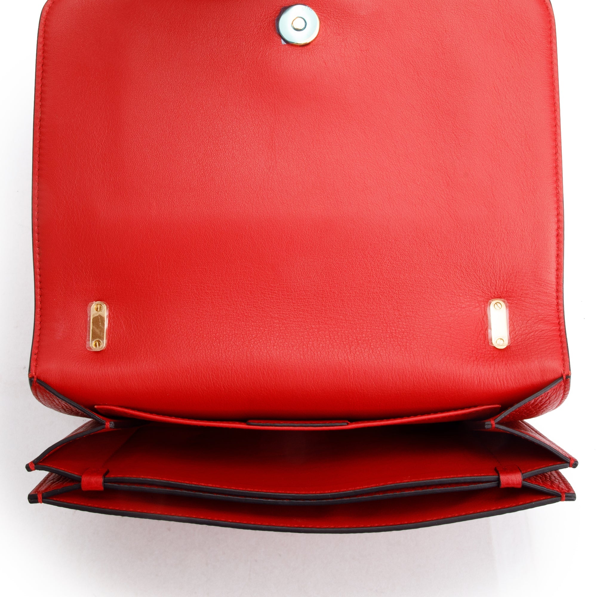 Ferragamo Red Grained Calfskin Leather Medium Ginevra Chain Bag