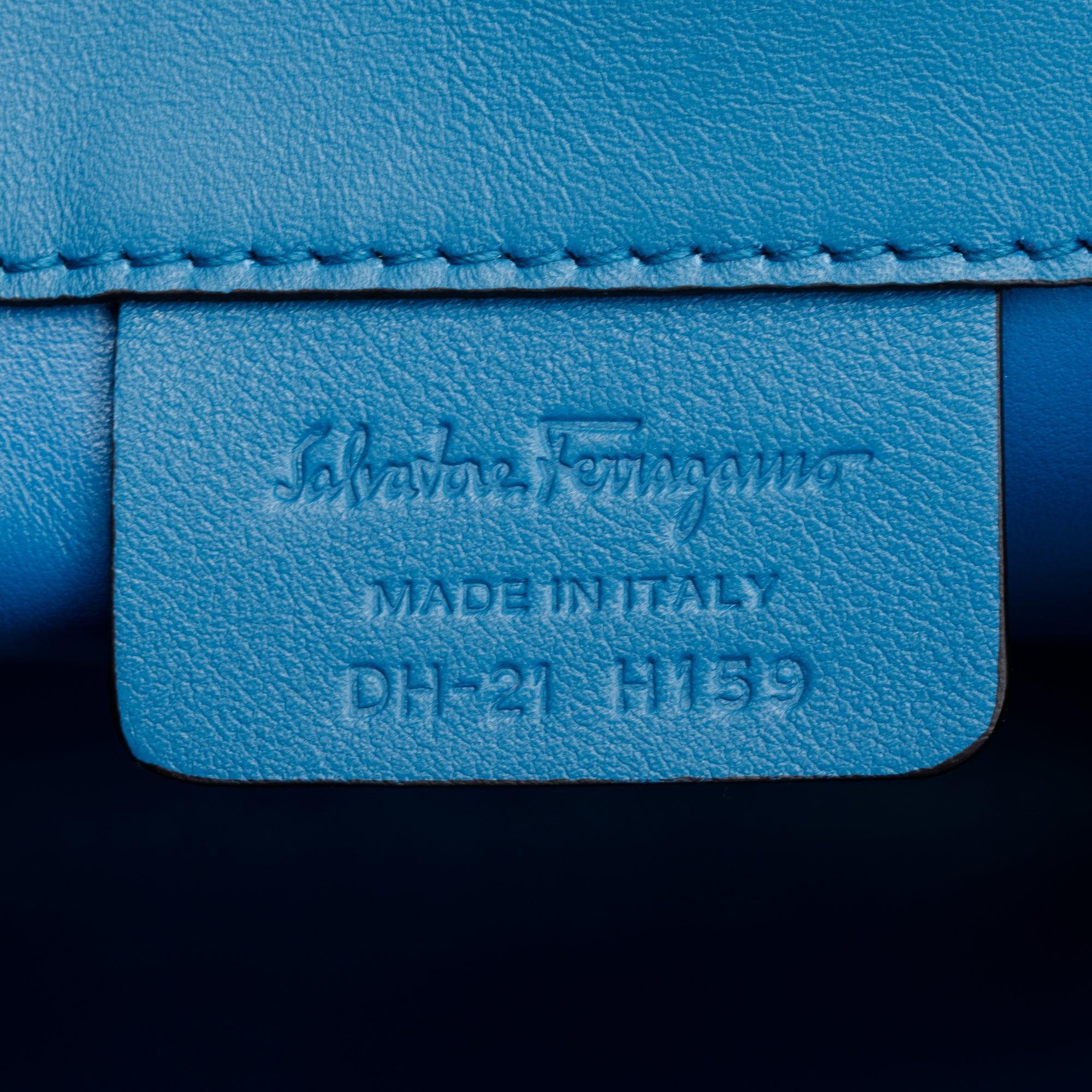 Ferragamo Small Blue Calfskin Studio Soft Bag w/ Pouch & Strap