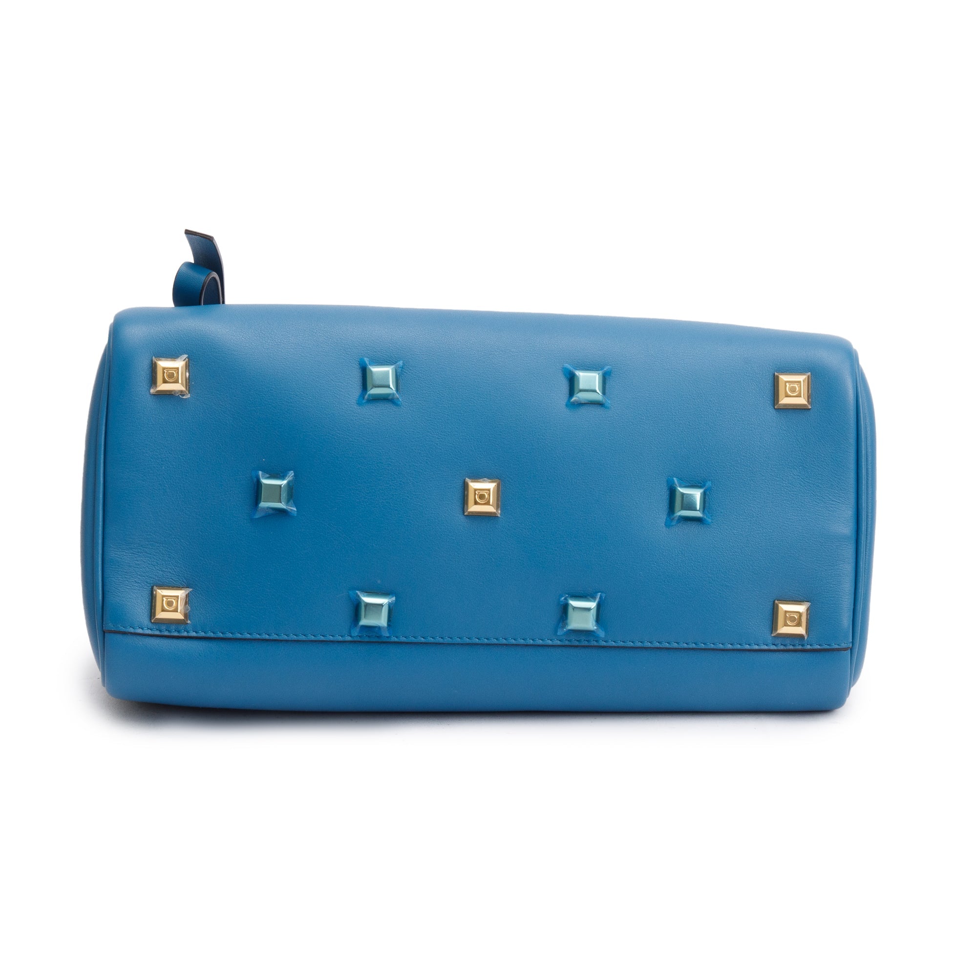 Ferragamo Small Blue Calfskin Studio Soft Bag w/ Pouch & Strap