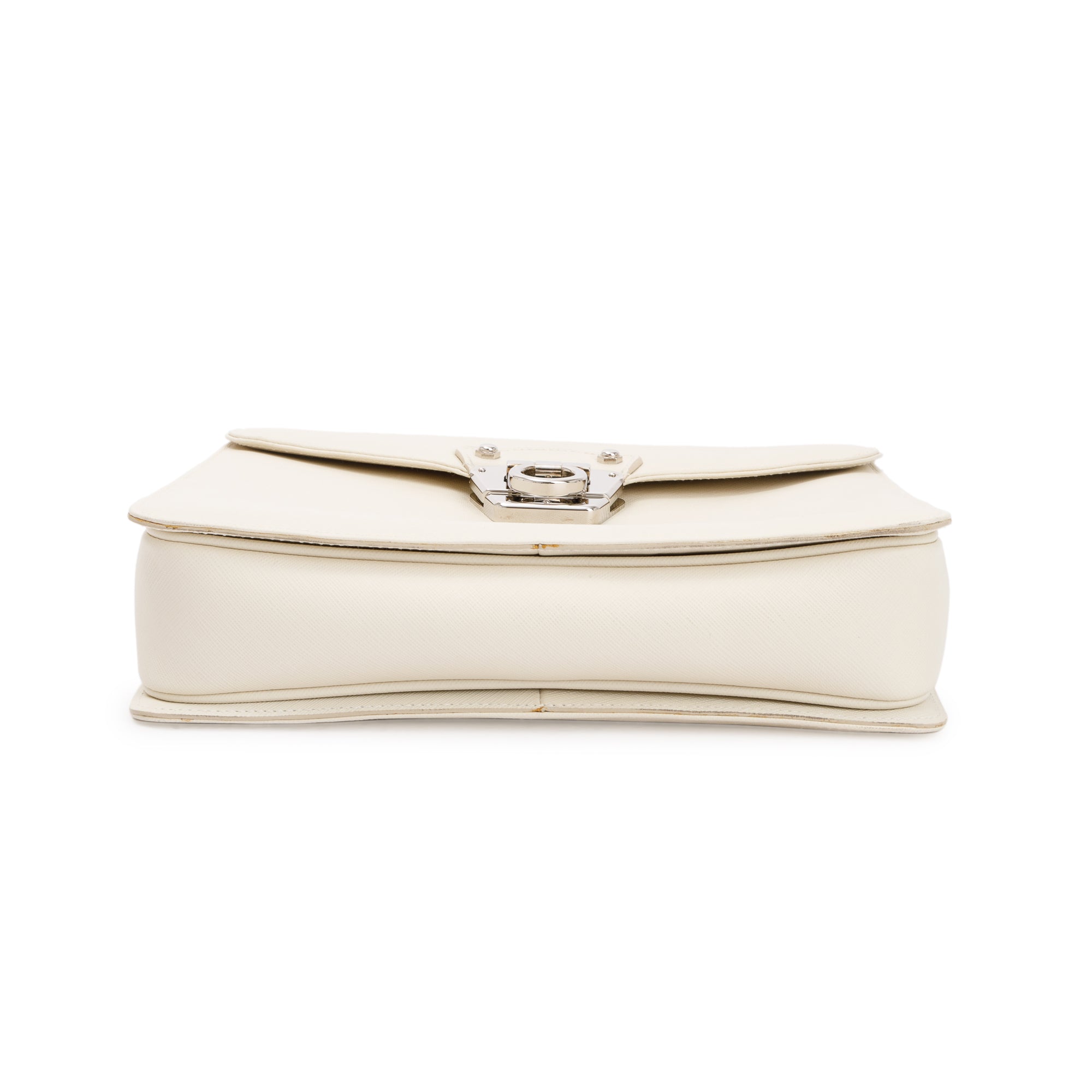 Ferragamo White Grained Leather Gancini Top Handle w/ Strap