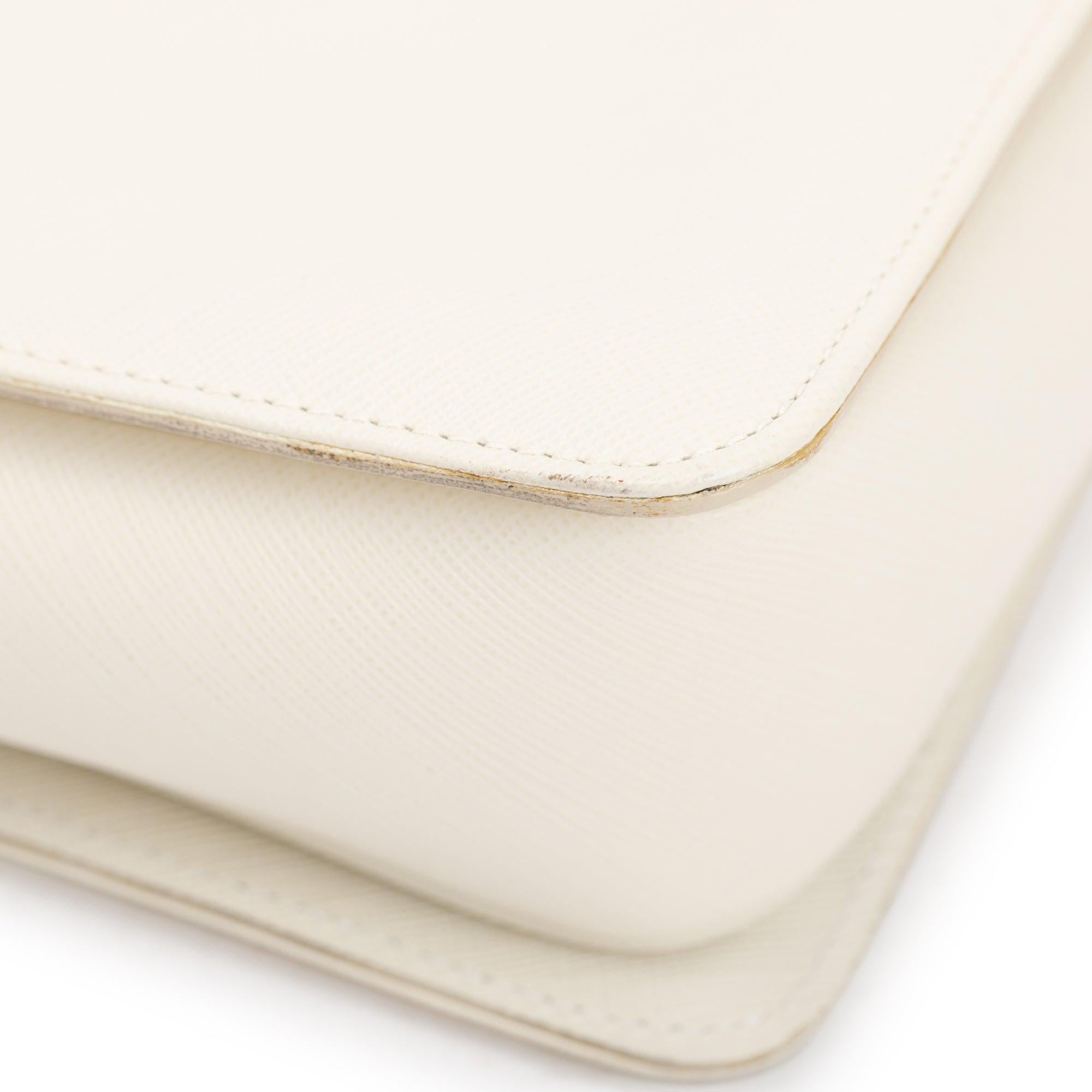 Ferragamo White Grained Leather Gancini Top Handle w/ Strap