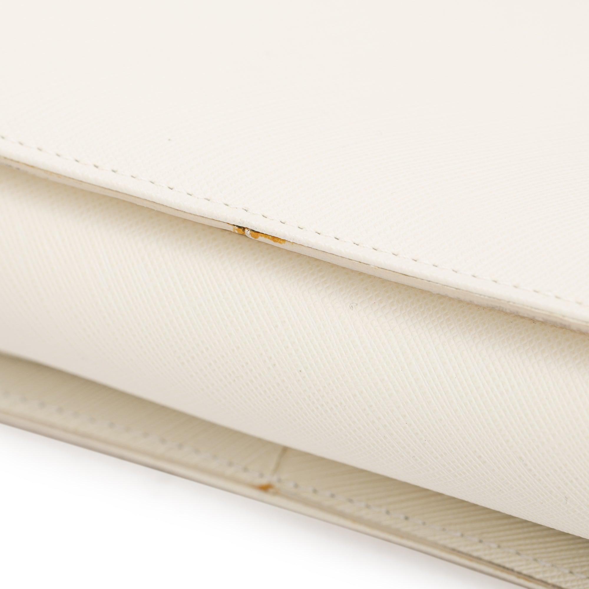 Ferragamo White Grained Leather Gancini Top Handle w/ Strap