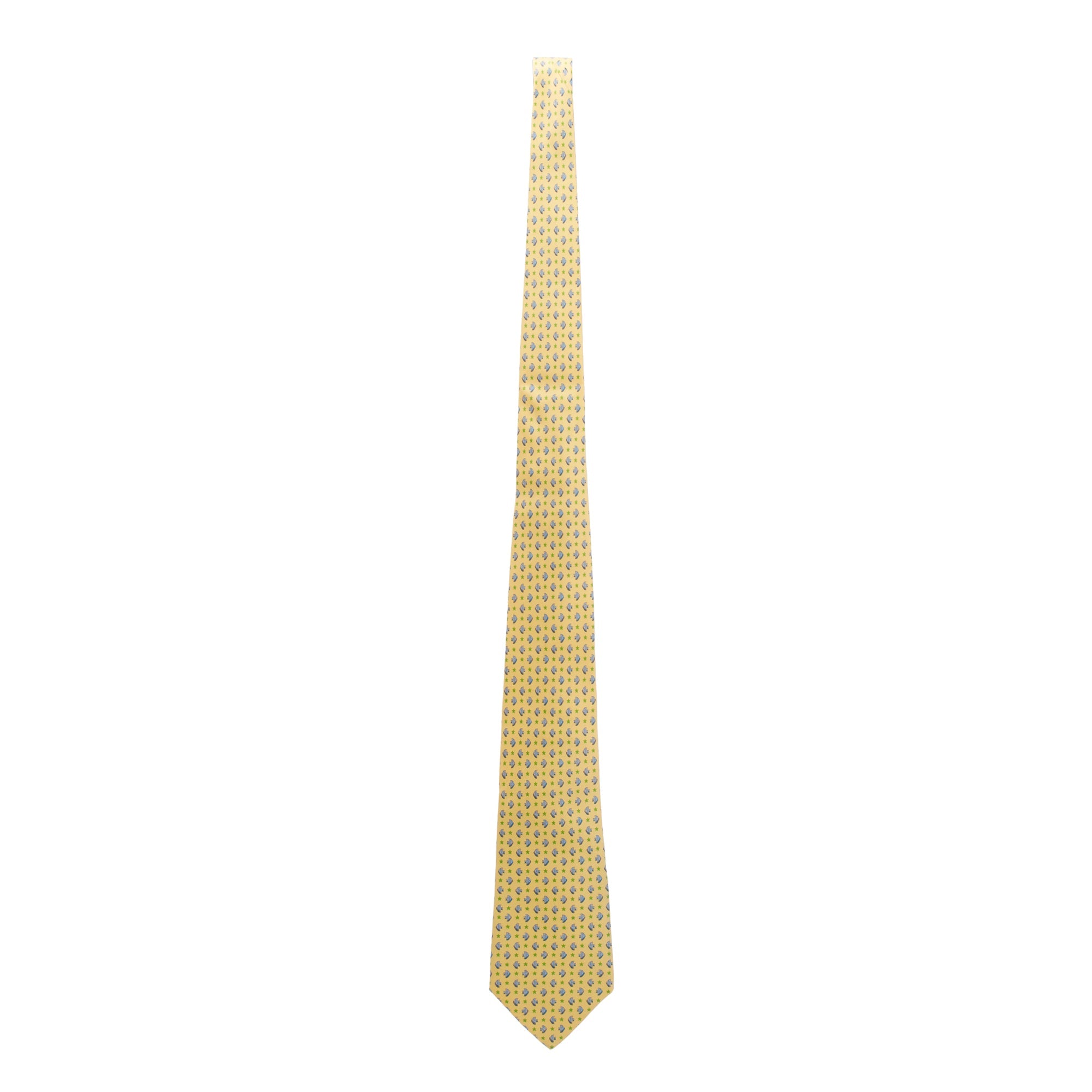 Ferragamo Yellow Printed Silk Tie