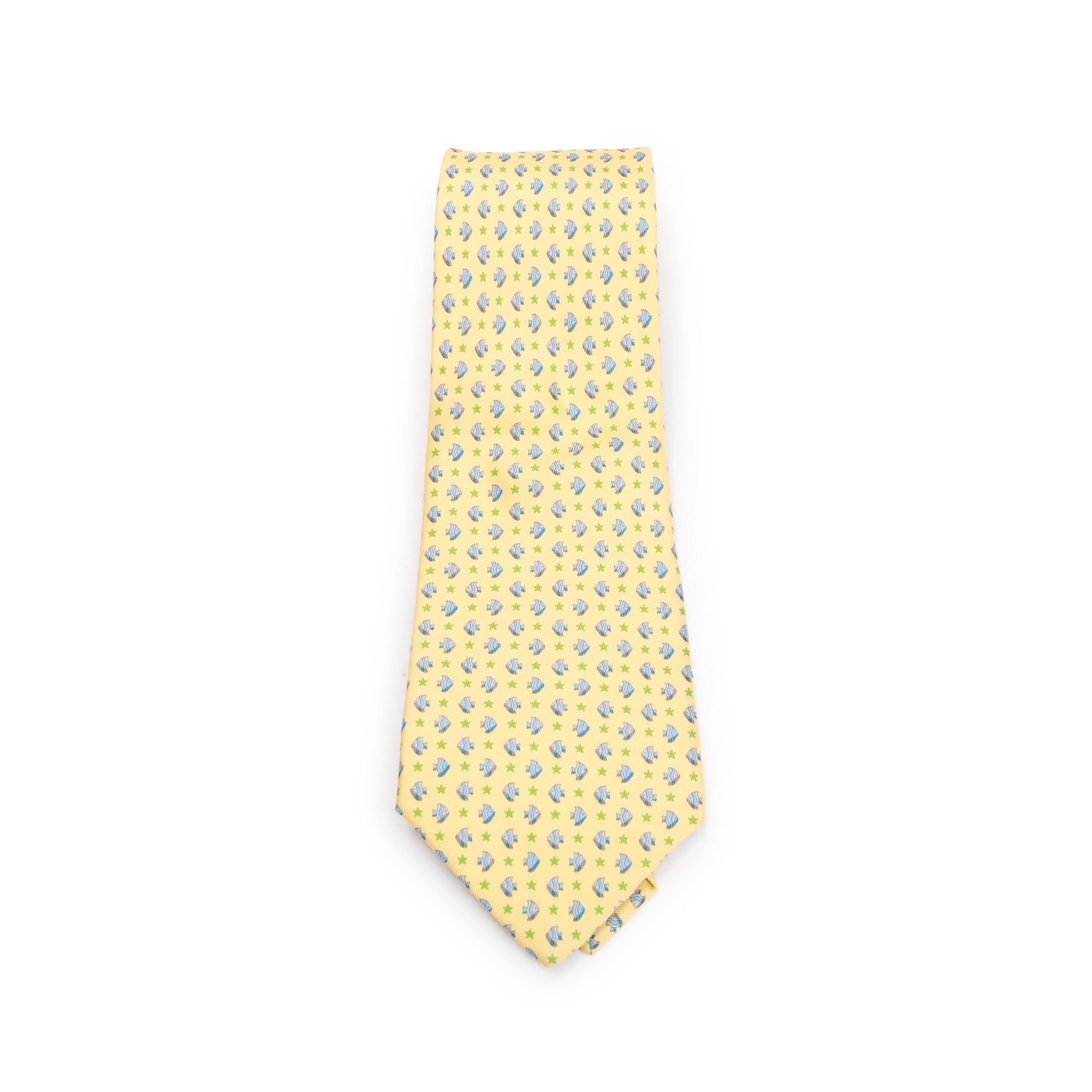 Ferragamo Yellow Printed Silk Tie