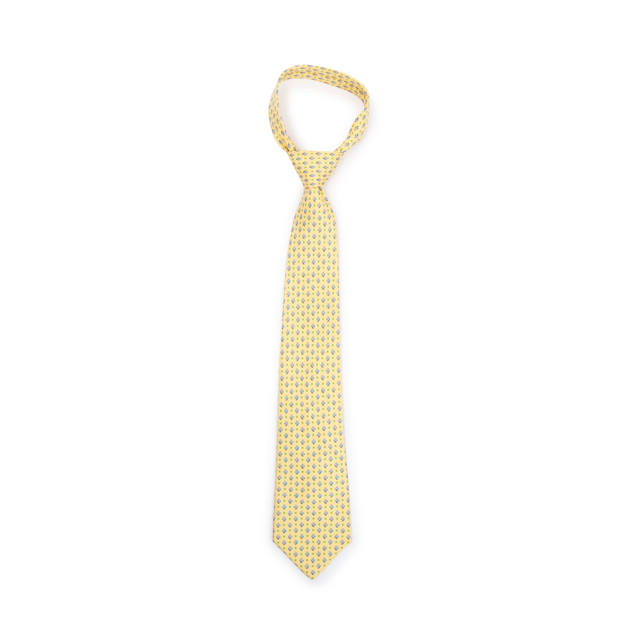 Ferragamo Yellow Printed Silk Tie