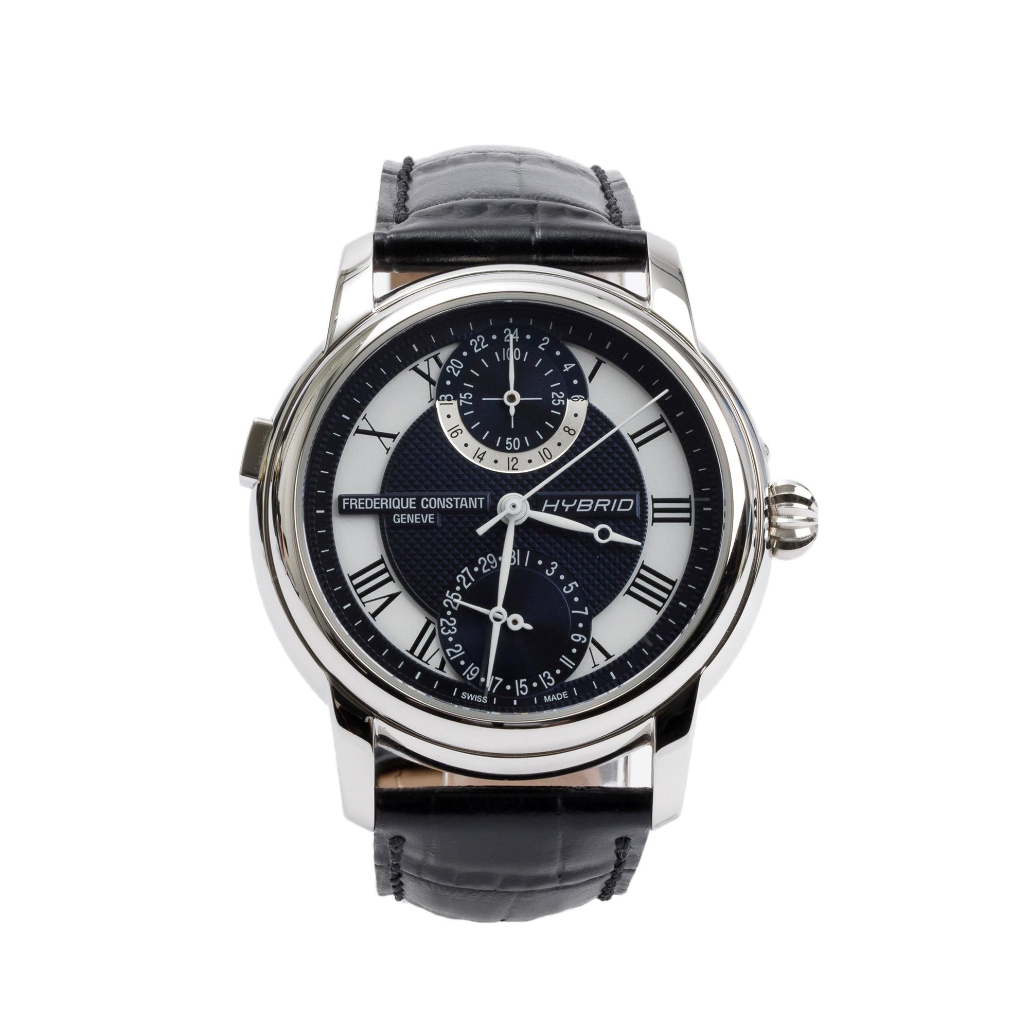 Frederique Constant Stainless Steel Hybrid Manufacture 42MM Automatic Watch w/ Box & Papers