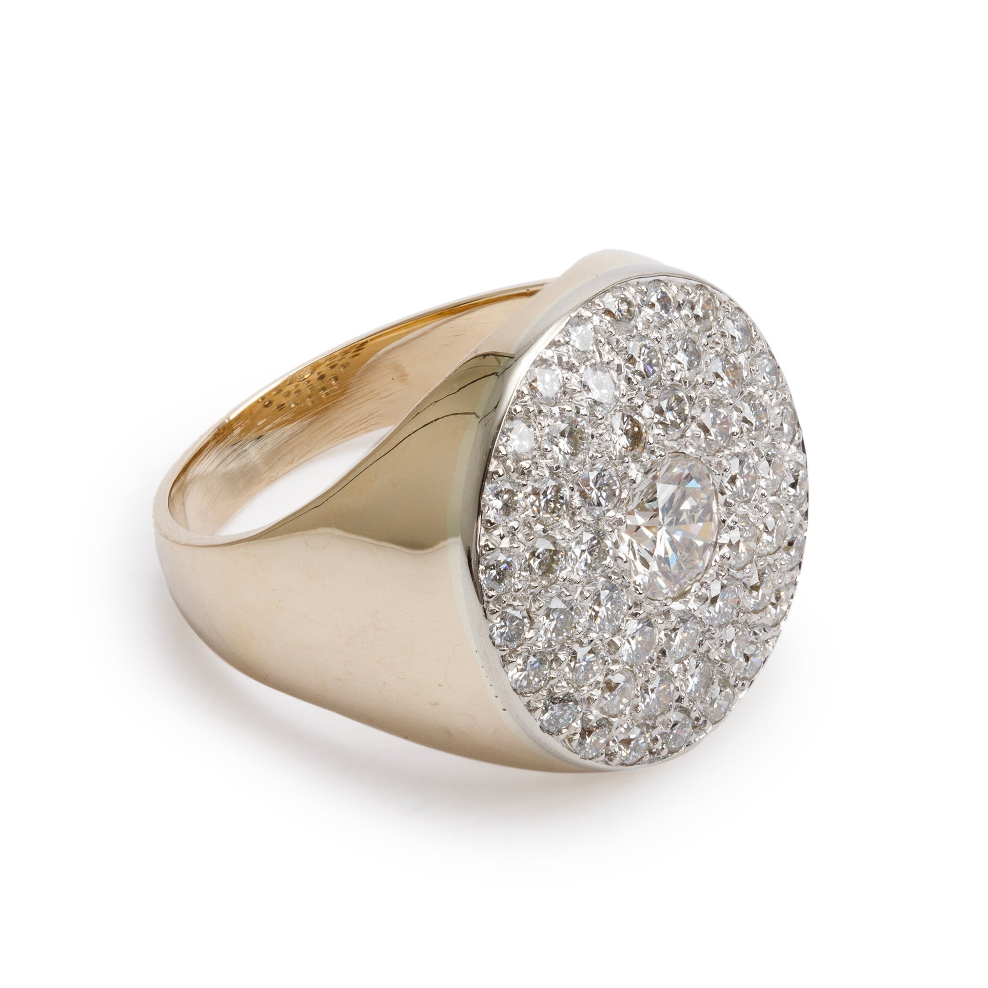 Gents 14k Yellow & White Gold 2.73 tcw. Pave Diamond Ring, Size 10.25