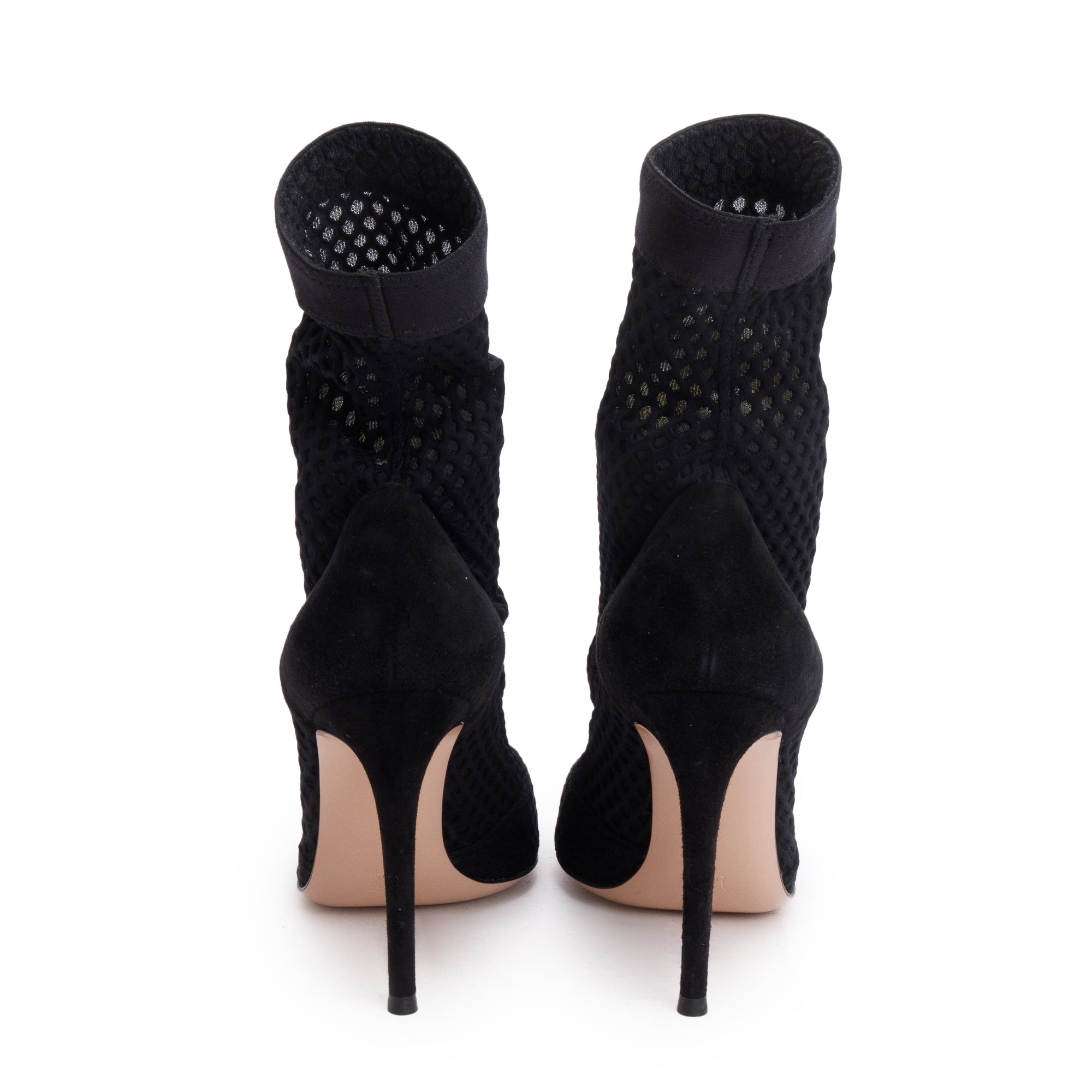 Gianvito Rossi Black Mesh Suede Vox Sock Knit Boots, Size 47 w/ Box