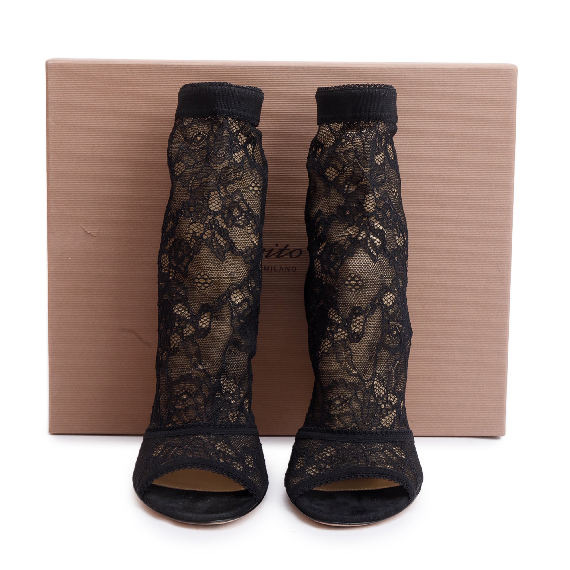 Gianvito Rossi Black Suede Lace Ankle Boots ,Size 37 w/ Box